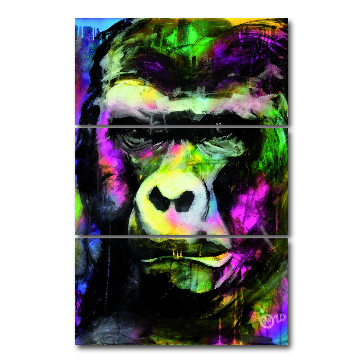 AUTO-MOCKUP WHITE | Primate 1 | 3 Piece | Gallery Wrap Canvas | group=12x24_stacked