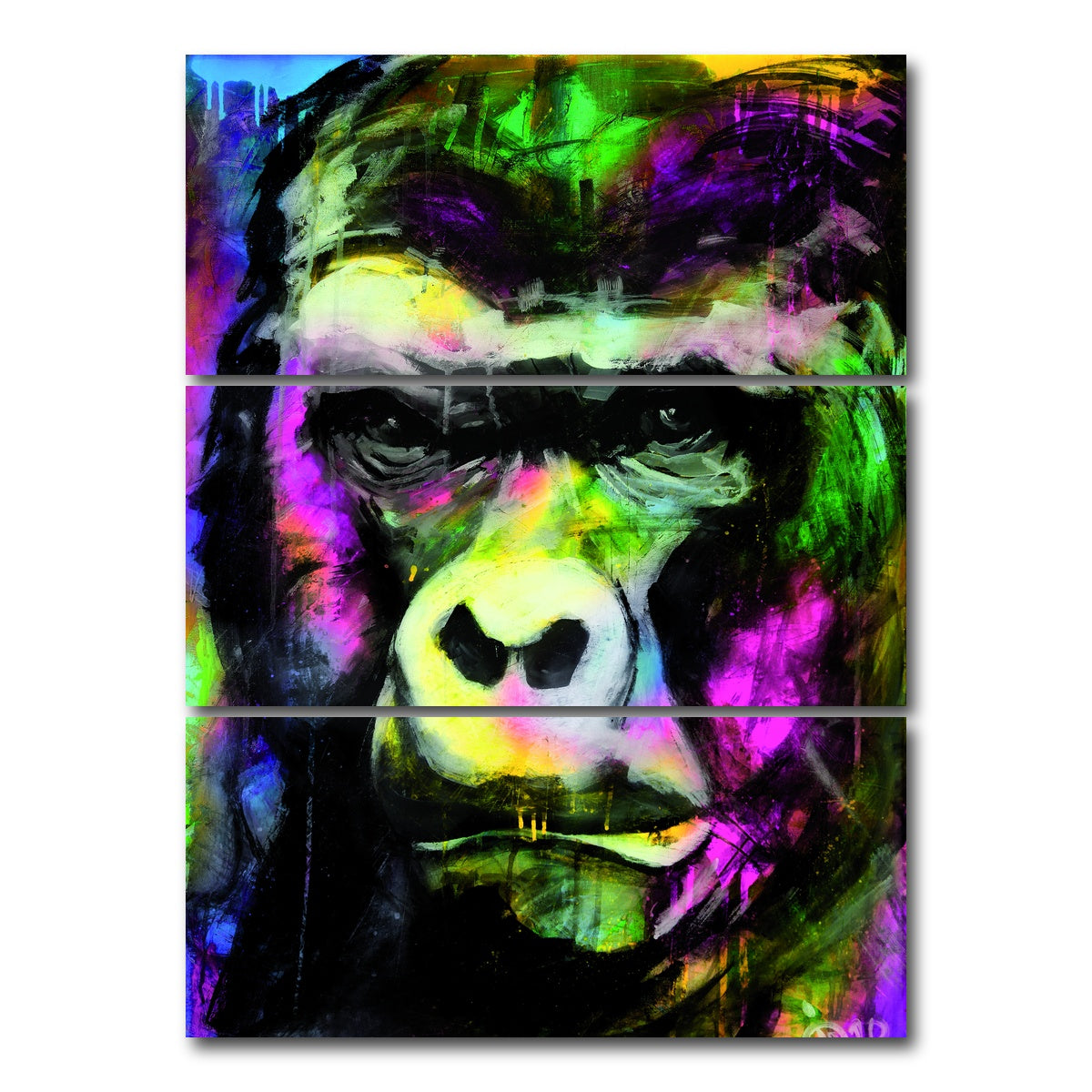 AUTO-MOCKUP WHITE | Primate 1 | 3 Piece | Gallery Wrap Canvas | group=8x18_stacked