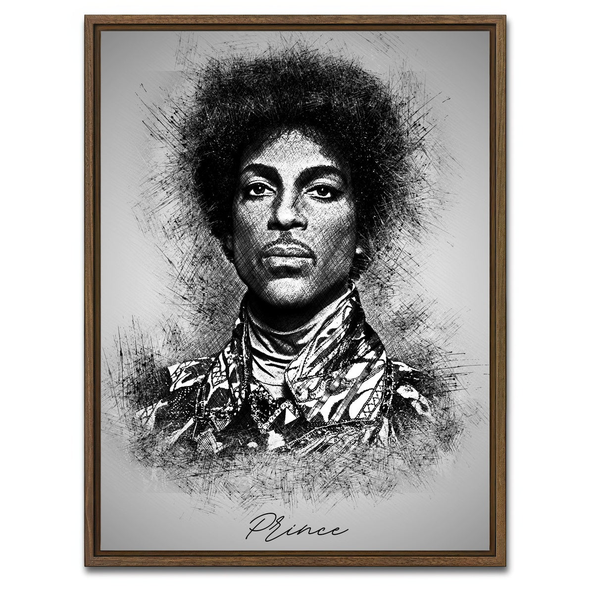 AUTO-MOCKUP WHITE | Prince Sketch | 1 Piece | Walnut Framed Canvas | group=3x4