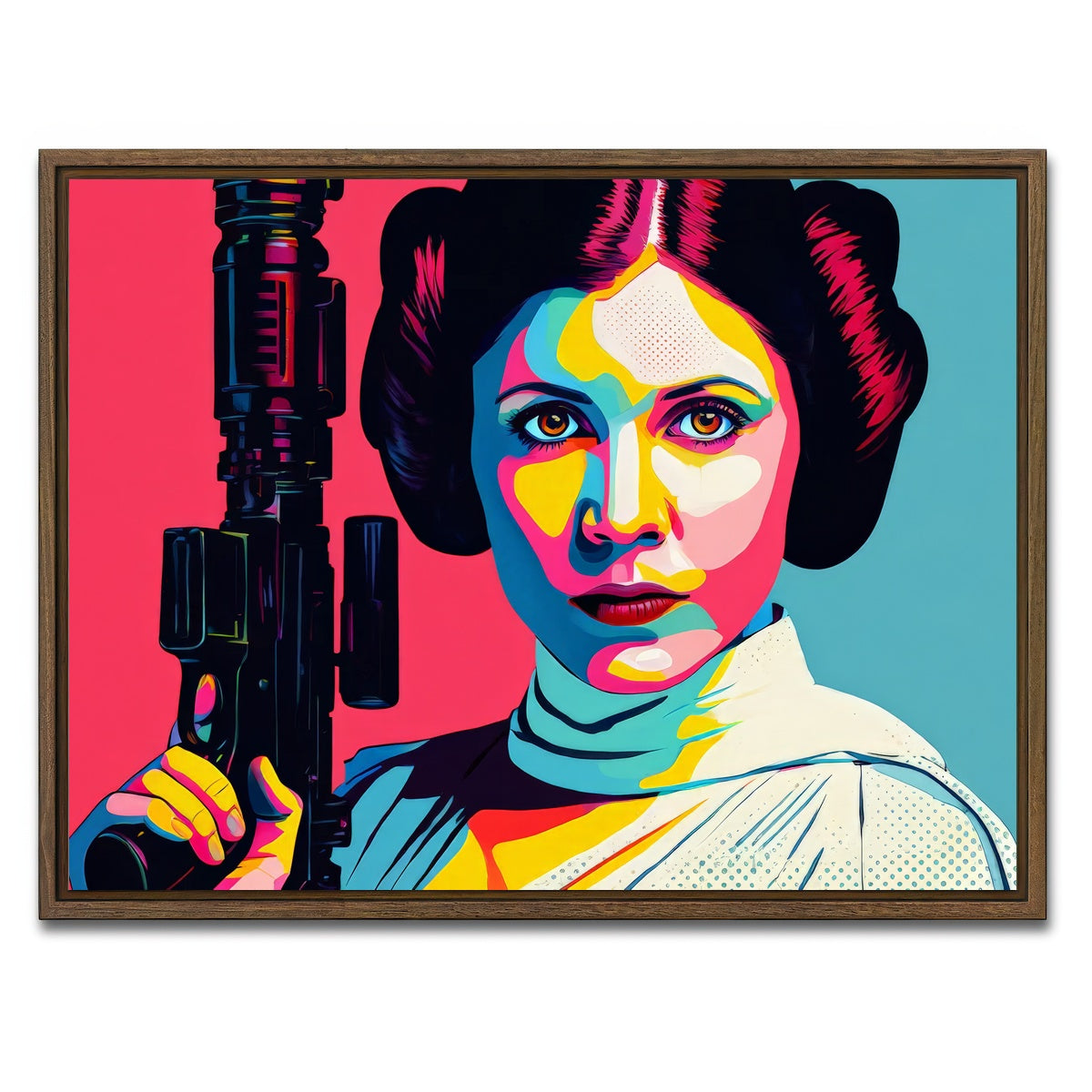 AUTO-MOCKUP WHITE | Princess Leia Gun | 1 Piece | Walnut Framed Canvas | group=4x3