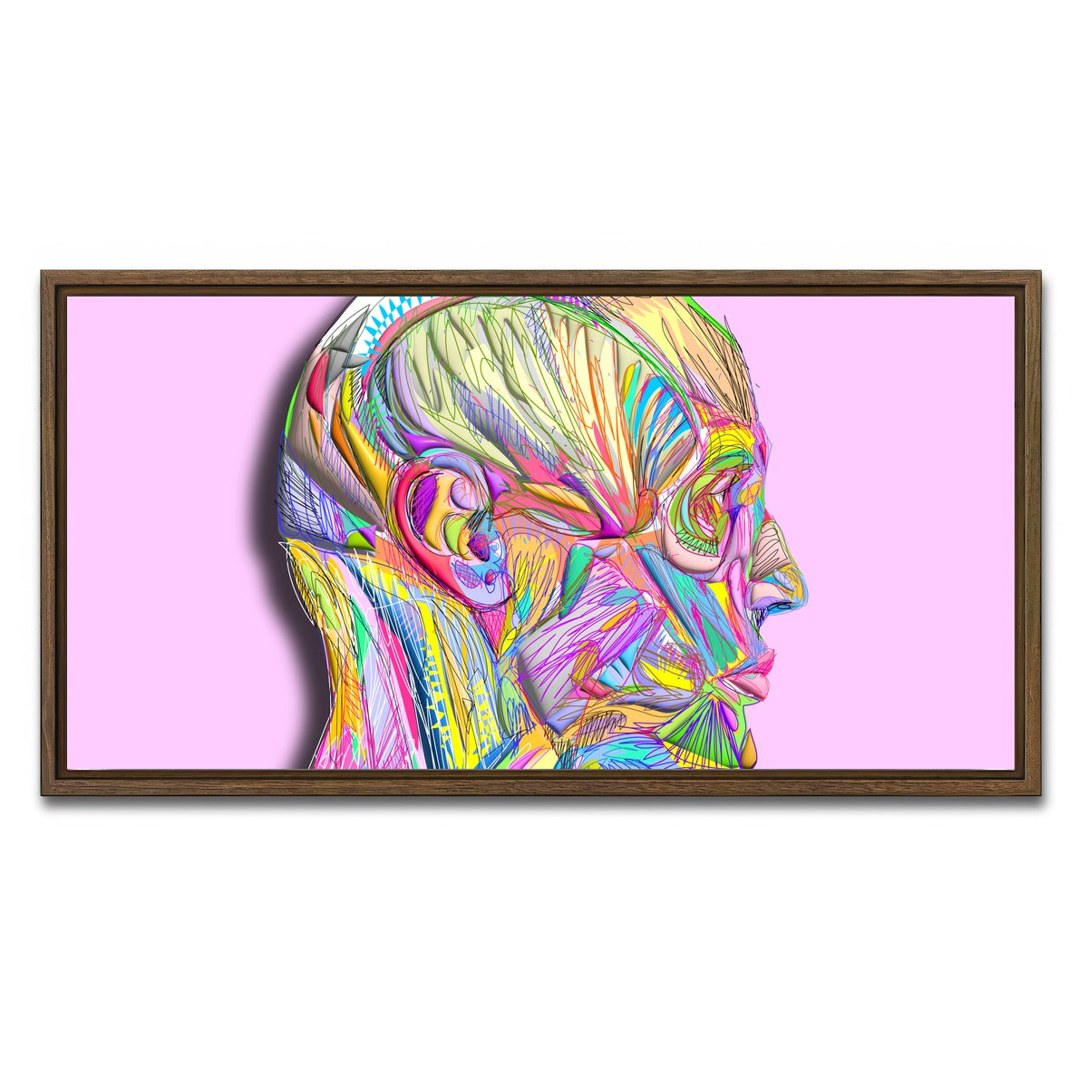 AUTO-MOCKUP WHITE | Profile Face Muscles | 1 Piece | Walnut Framed Canvas | group=2x1