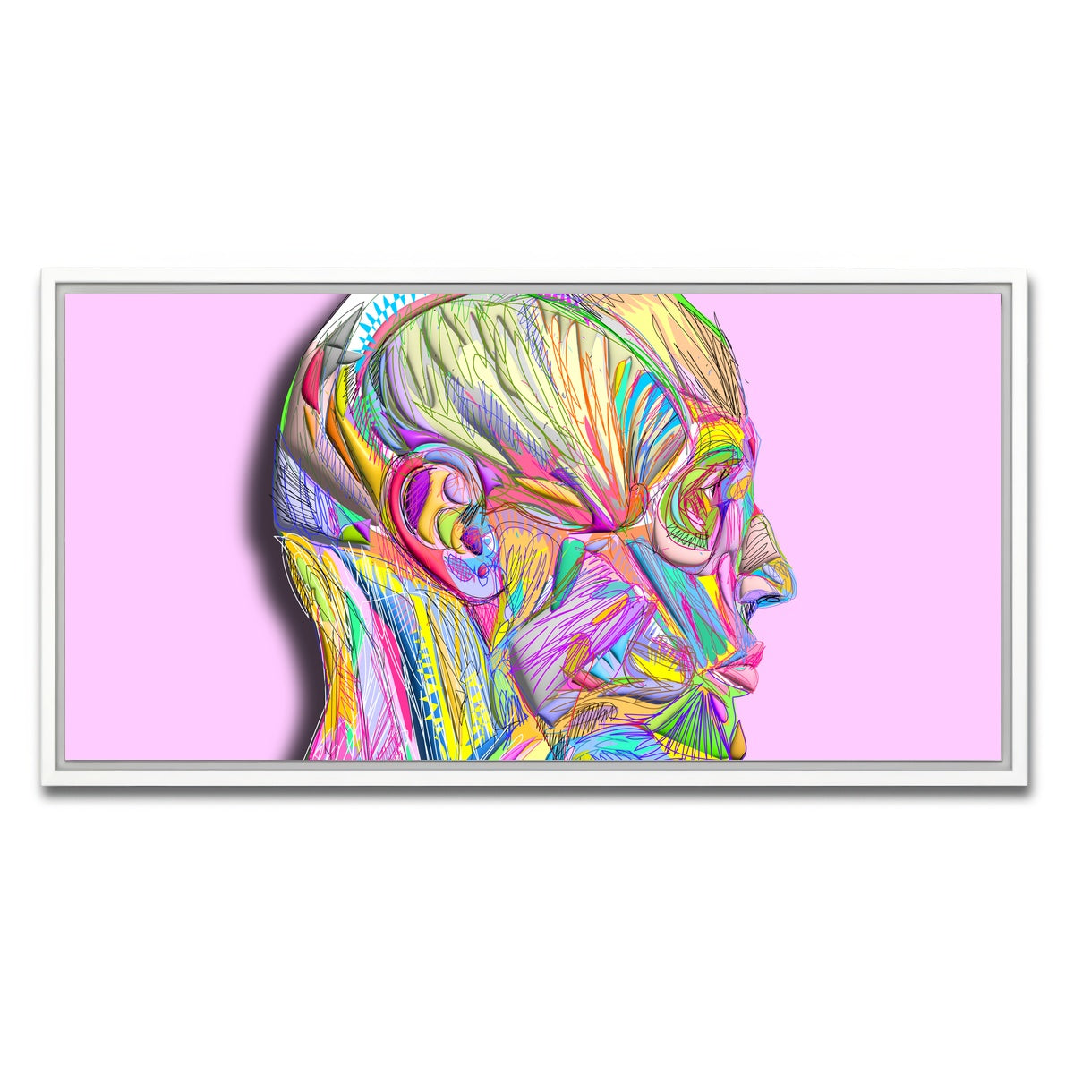 AUTO-MOCKUP WHITE | Profile Face Muscles | 1 Piece | White Framed Canvas | group=2x1