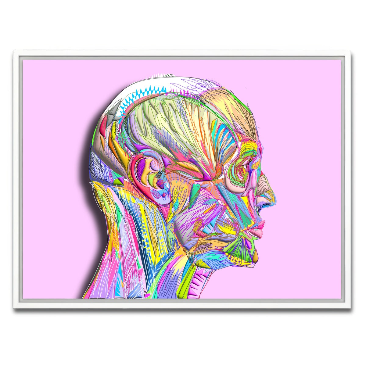 AUTO-MOCKUP WHITE | Profile Face Muscles | 1 Piece | White Framed Canvas | group=4x3