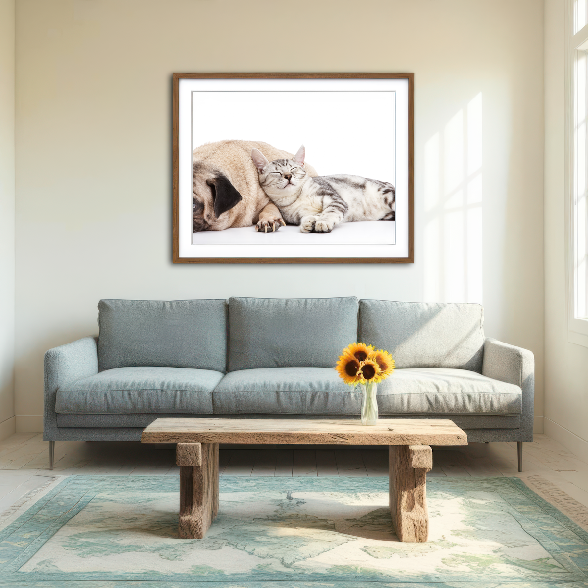 AUTO-MOCKUP ROOM | Pug and Cat Wall Art