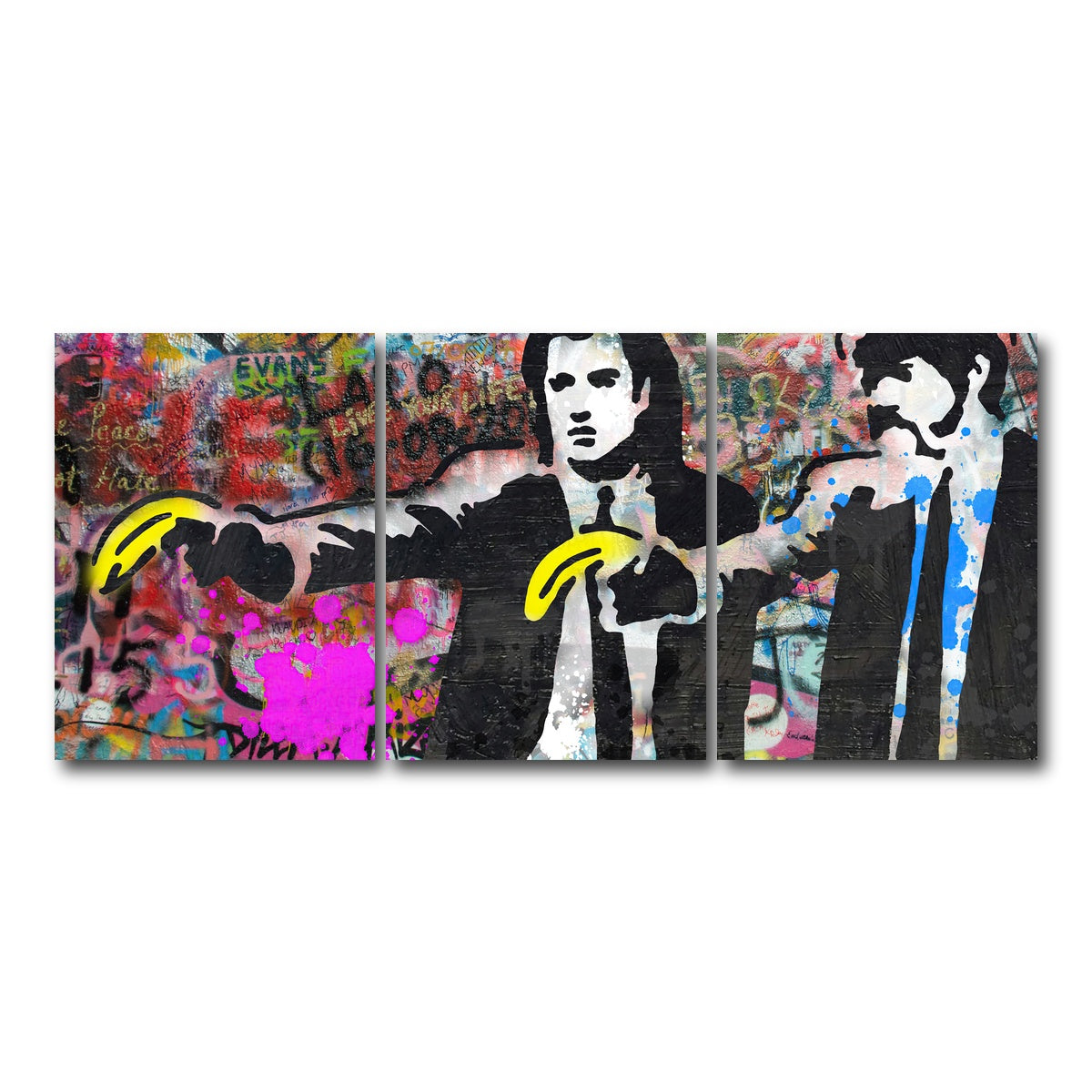 AUTO-MOCKUP WHITE | Pulp Fiction Bananas | 3 Piece | Gallery Wrap Canvas | group=18x24