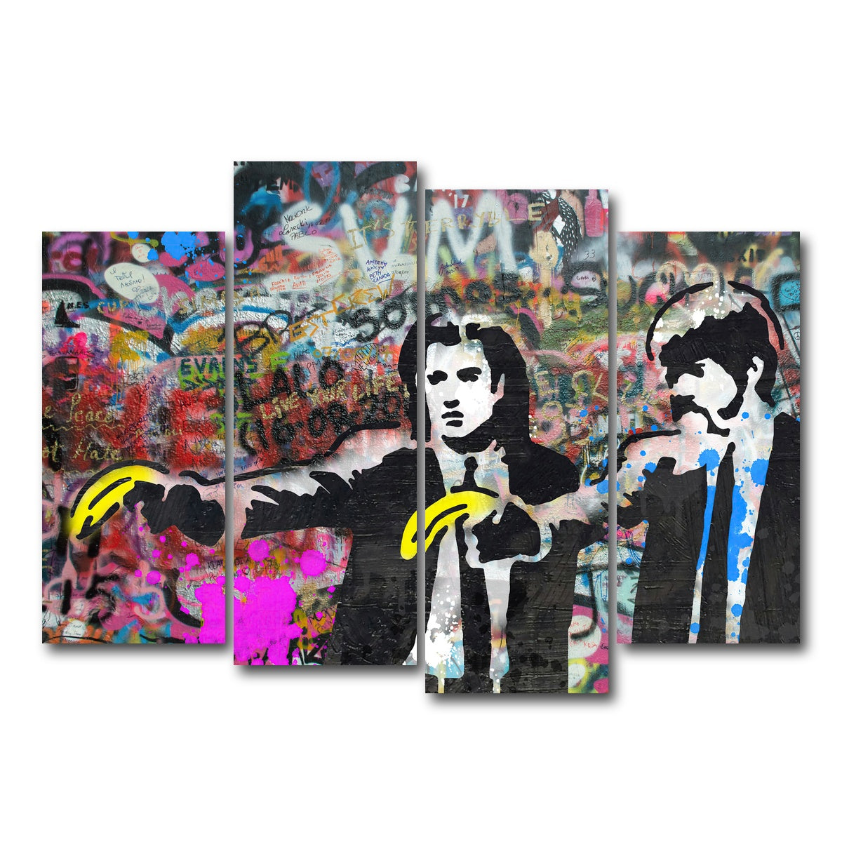 AUTO-MOCKUP WHITE | Pulp Fiction Bananas | 4 Piece | Gallery Wrap Canvas | group=4_normal