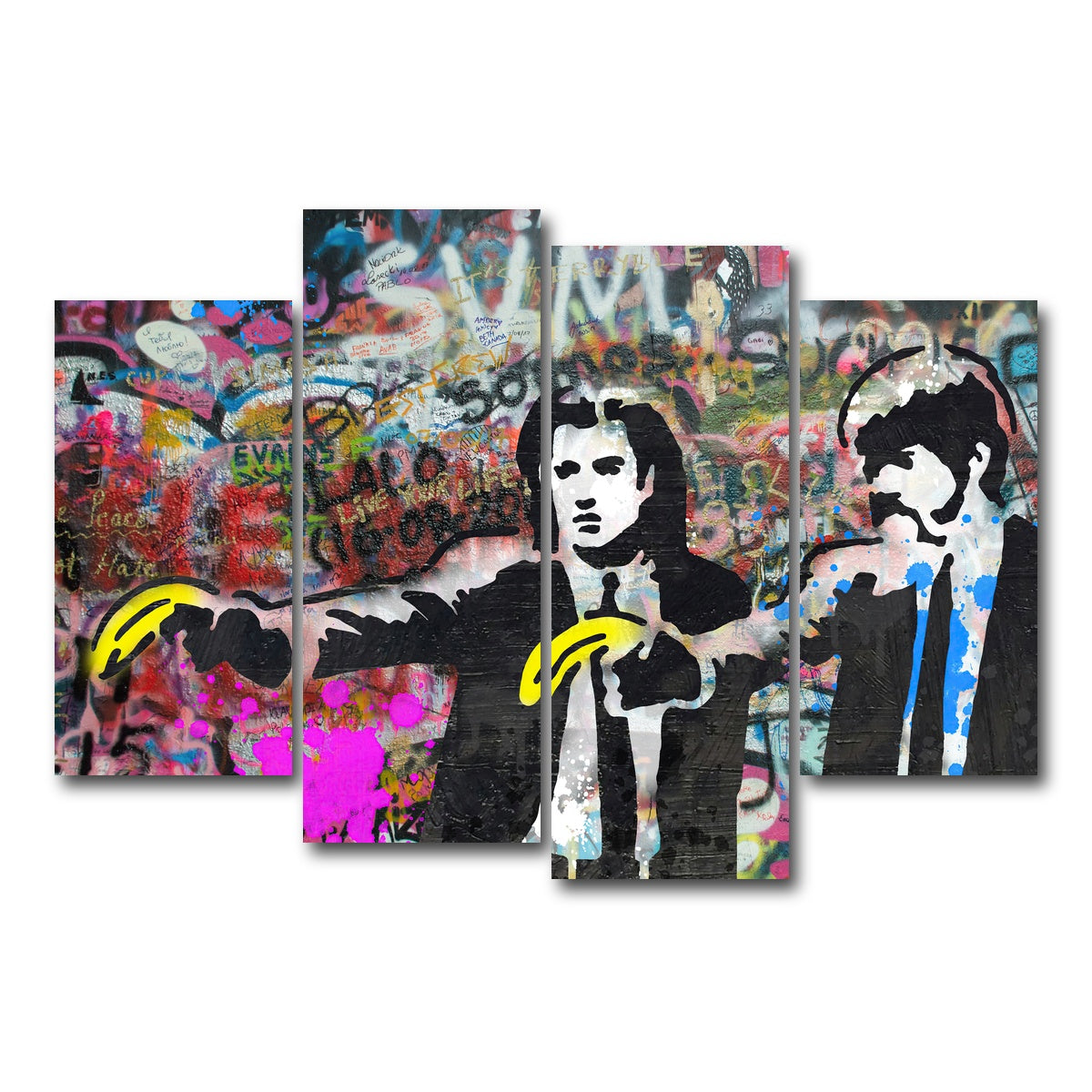 AUTO-MOCKUP WHITE | Pulp Fiction Bananas | 4 Piece | Gallery Wrap Canvas | group=4_short