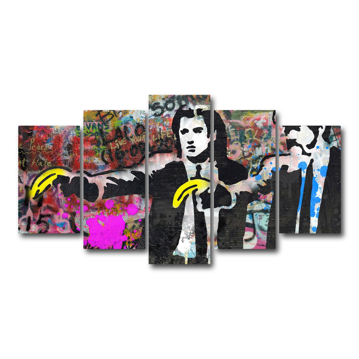 AUTO-MOCKUP WHITE | Pulp Fiction Bananas | 5 Piece | Gallery Wrap Canvas | group=5_normal