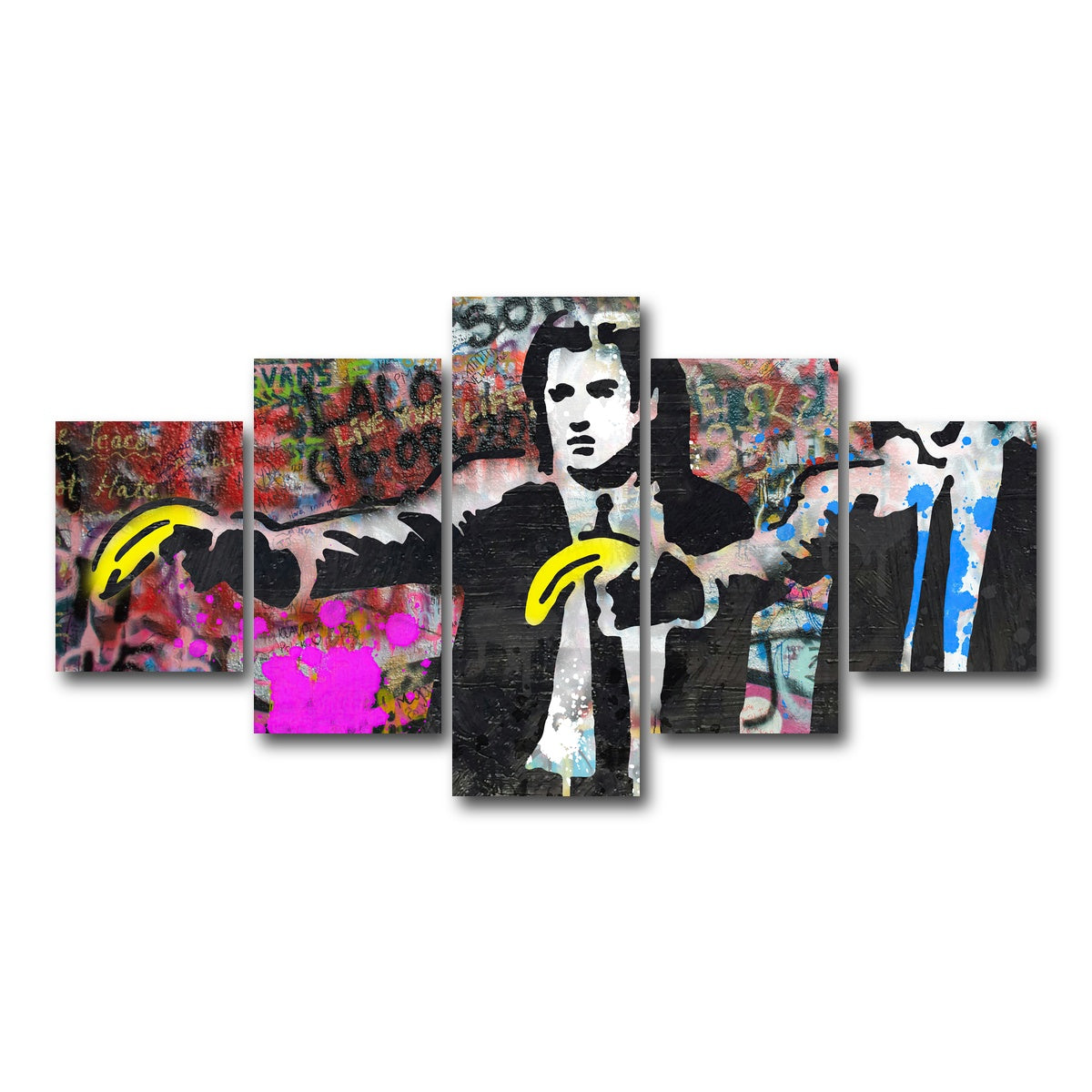 AUTO-MOCKUP WHITE | Pulp Fiction Bananas | 5 Piece | Gallery Wrap Canvas | group=5_short