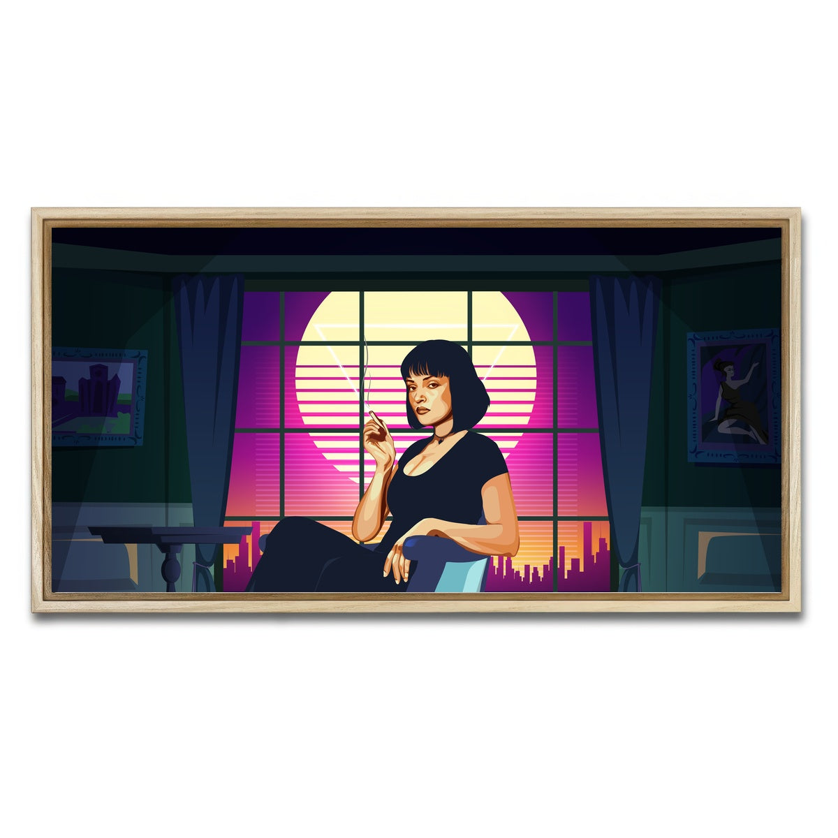 AUTO-MOCKUP WHITE | Pulp Fiction Scene | 1 Piece | Natural Framed Canvas | group=2x1