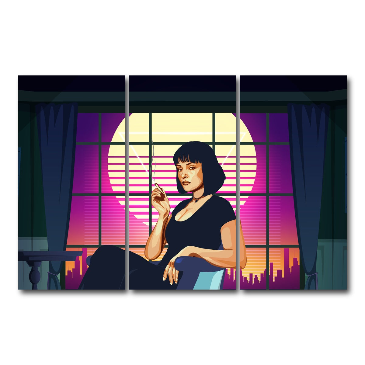 AUTO-MOCKUP WHITE | Pulp Fiction Scene | 3 Piece | Gallery Wrap Canvas | group=12x24