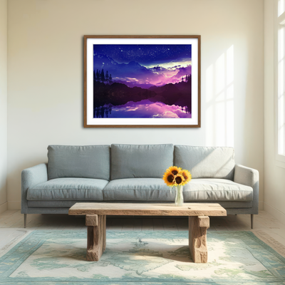 AUTO-MOCKUP ROOM | Purple Landscape Reflection Wall Art