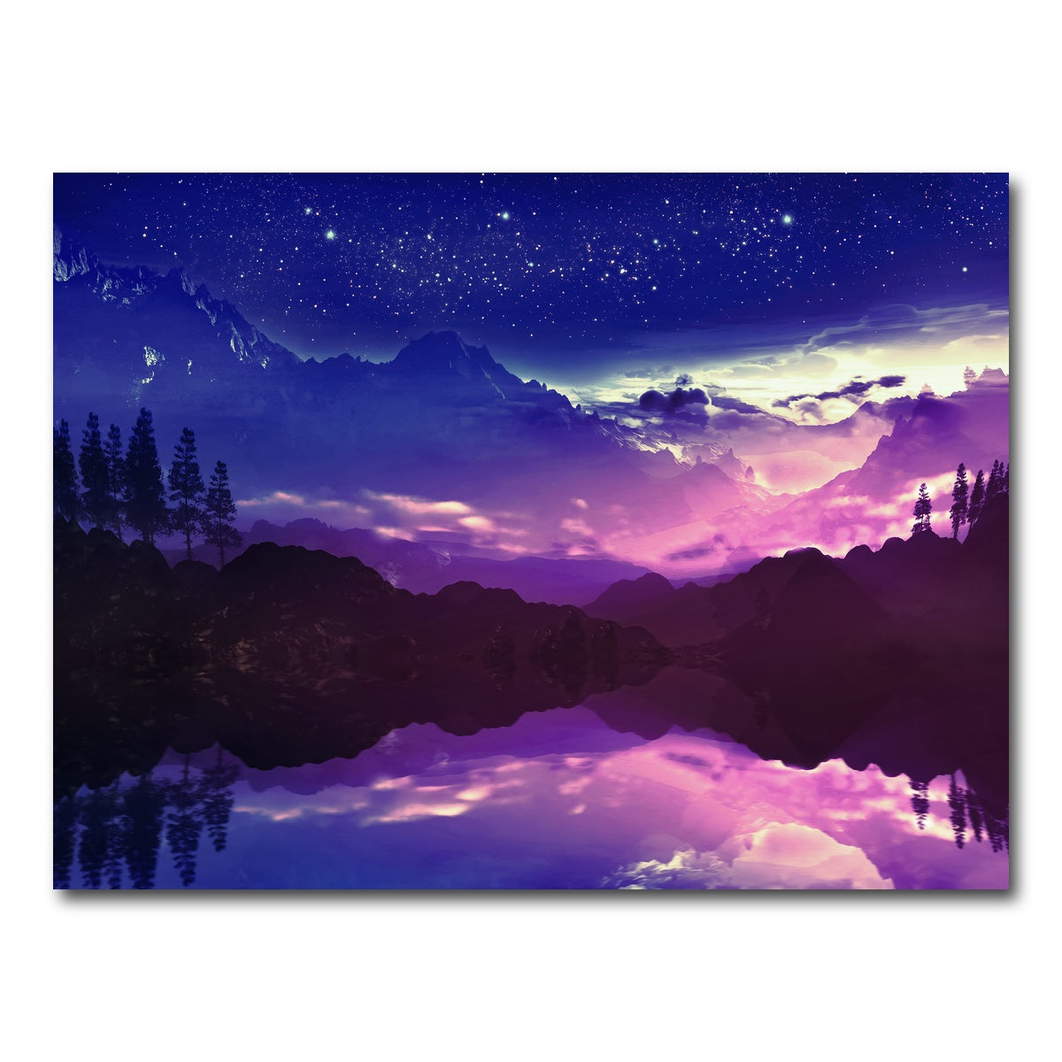AUTO-MOCKUP WHITE | Purple Landscape Reflection | 1 Piece | Gallery Wrap Canvas | group=4x3