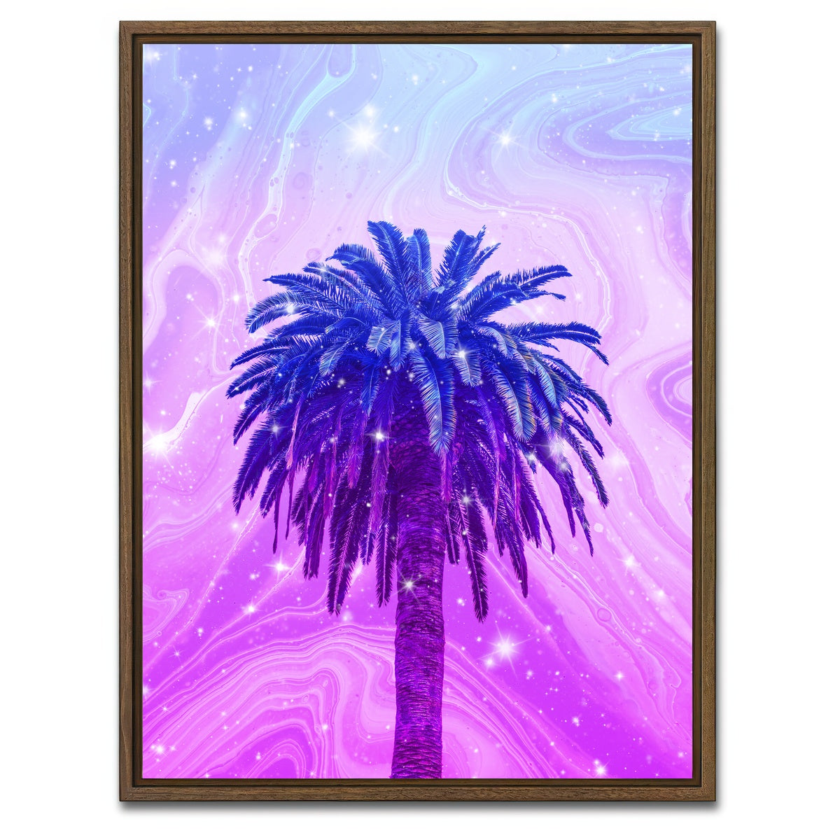 AUTO-MOCKUP WHITE | Purple Palm tree | 1 Piece | Walnut Framed Canvas | group=3x4