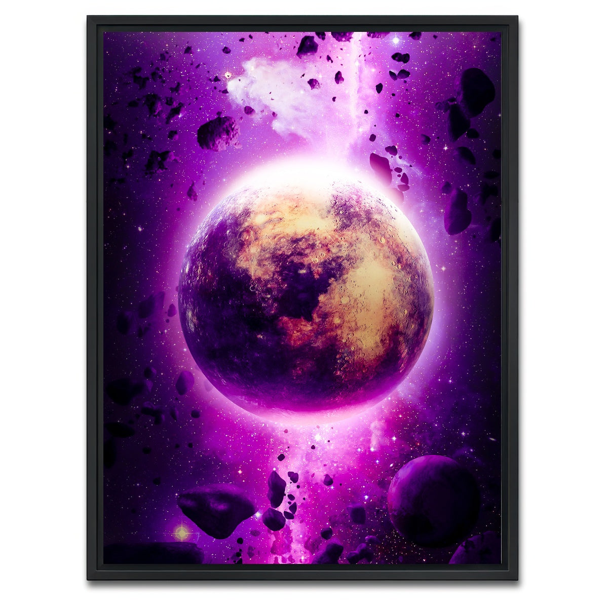 AUTO-MOCKUP WHITE | Purple planet | 1 Piece | Black Framed Canvas | group=3x4