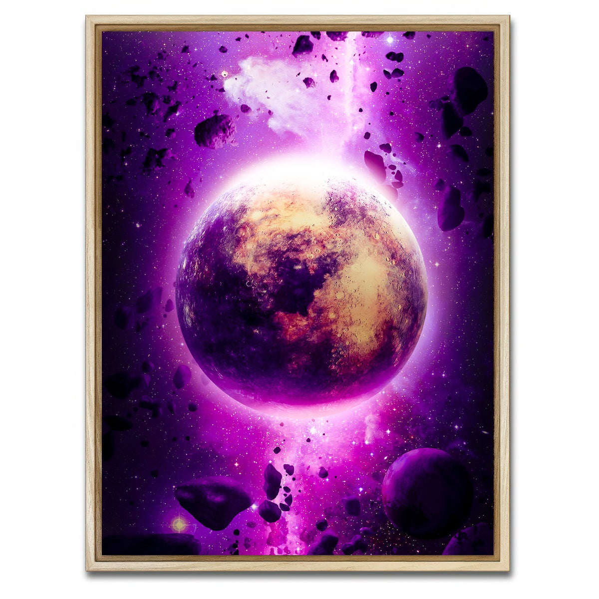 AUTO-MOCKUP WHITE | Purple planet | 1 Piece | Natural Framed Canvas | group=3x4