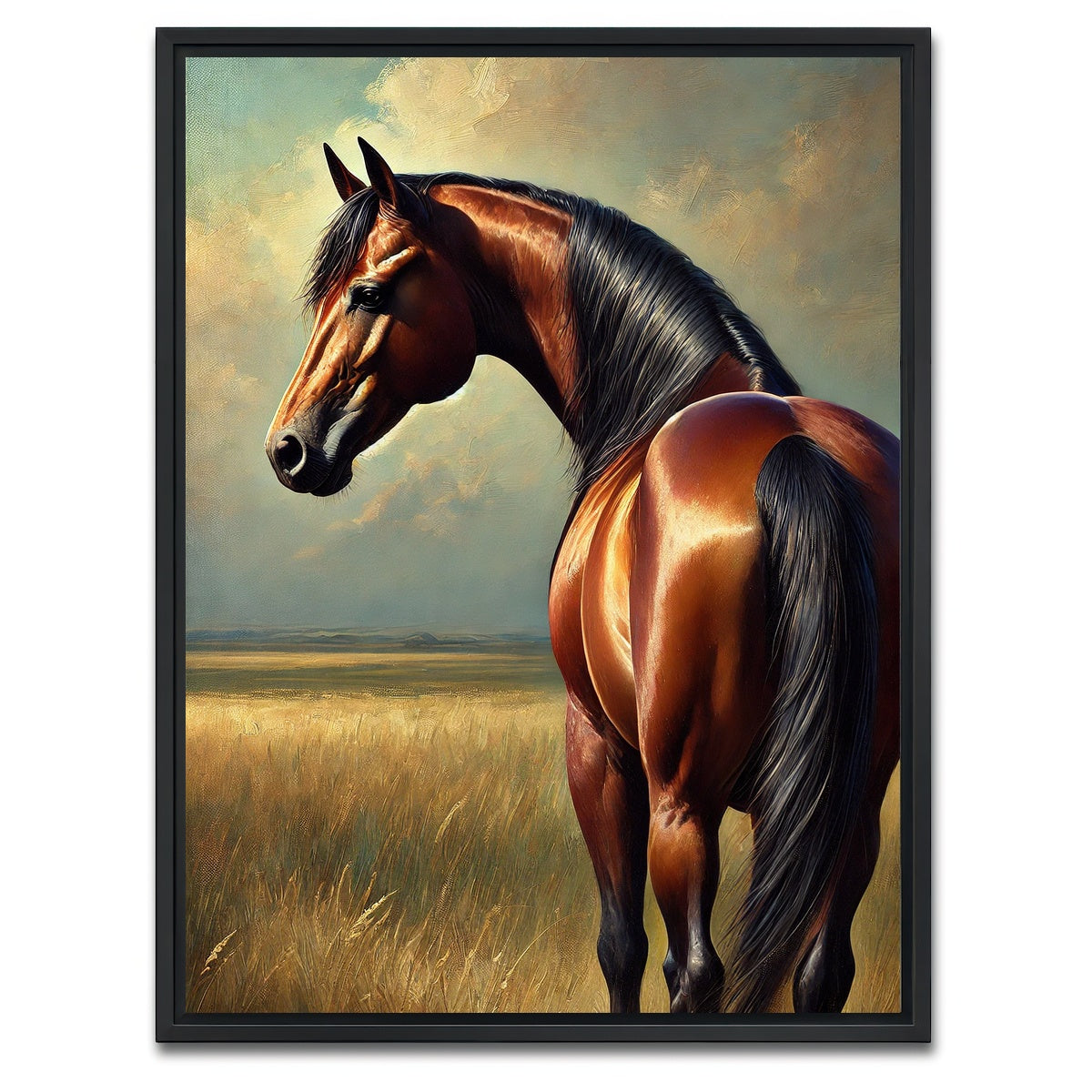 AUTO-MOCKUP WHITE | Quarter Horse Painting | 1 Piece | Black Framed Canvas | group=3x4