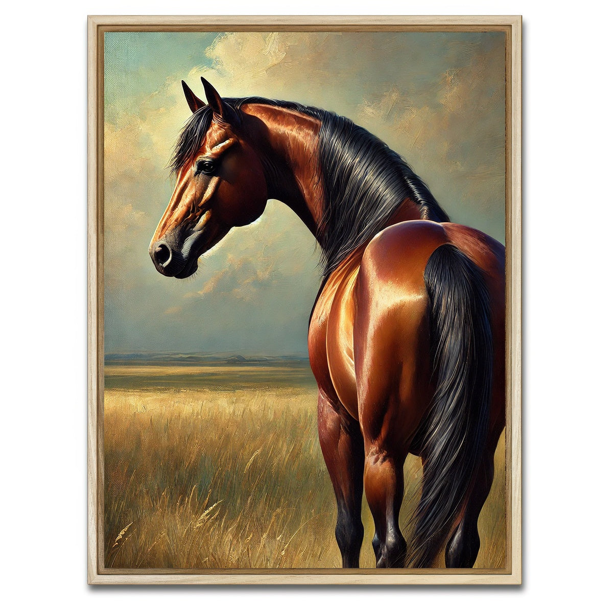 AUTO-MOCKUP WHITE | Quarter Horse Painting | 1 Piece | Natural Framed Canvas | group=3x4