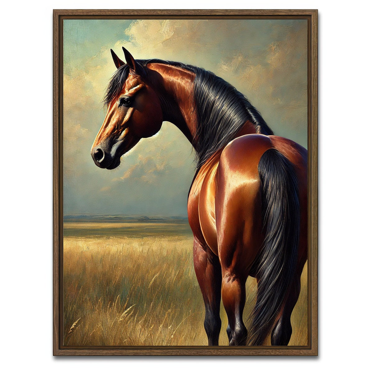 AUTO-MOCKUP WHITE | Quarter Horse Painting | 1 Piece | Walnut Framed Canvas | group=3x4