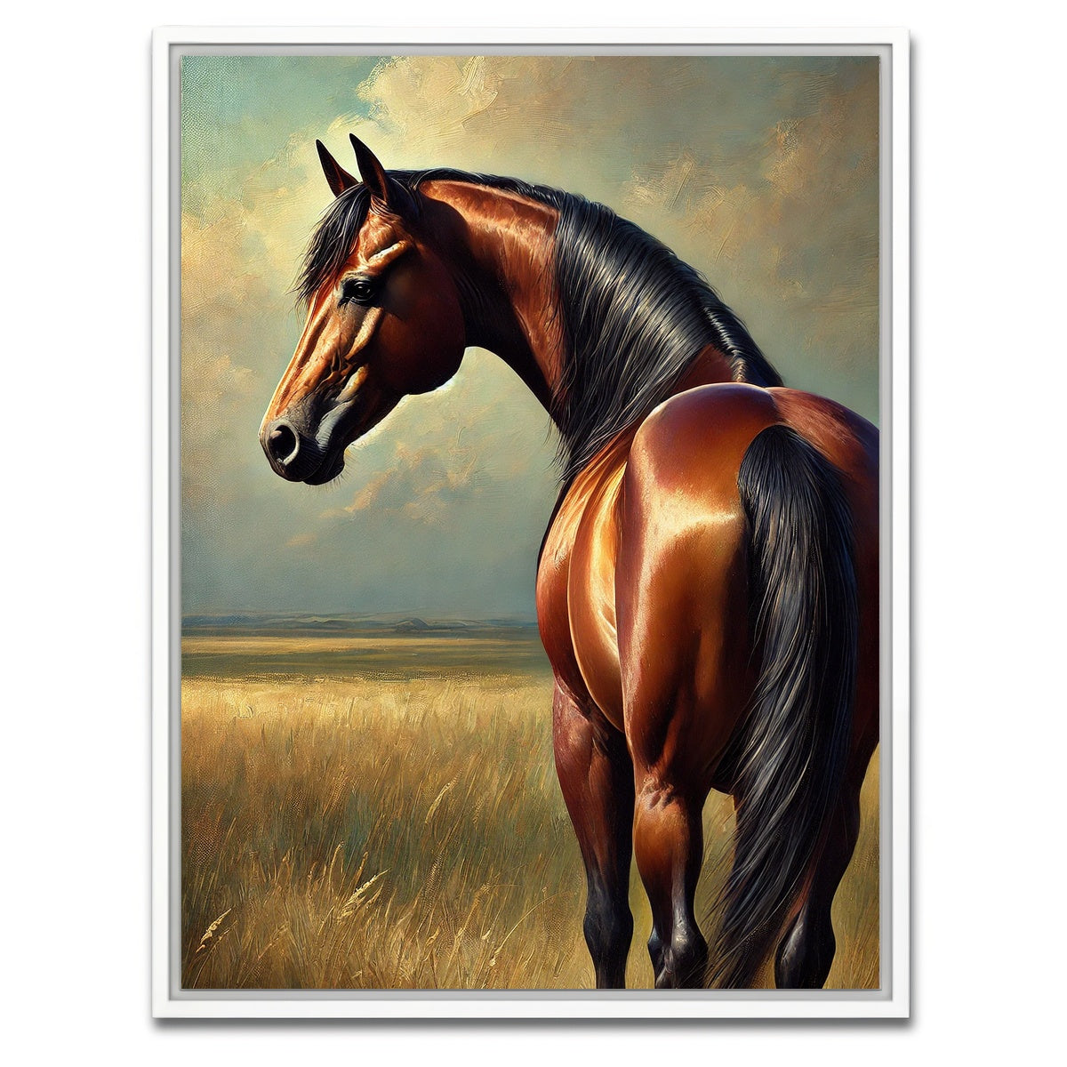 AUTO-MOCKUP WHITE | Quarter Horse Painting | 1 Piece | White Framed Canvas | group=3x4