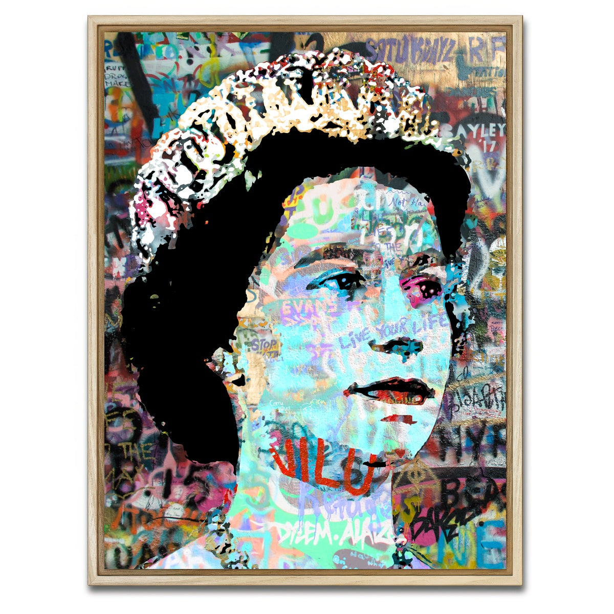 AUTO-MOCKUP WHITE | Queen Heavy Graffiti | 1 Piece | Natural Framed Canvas | group=3x4