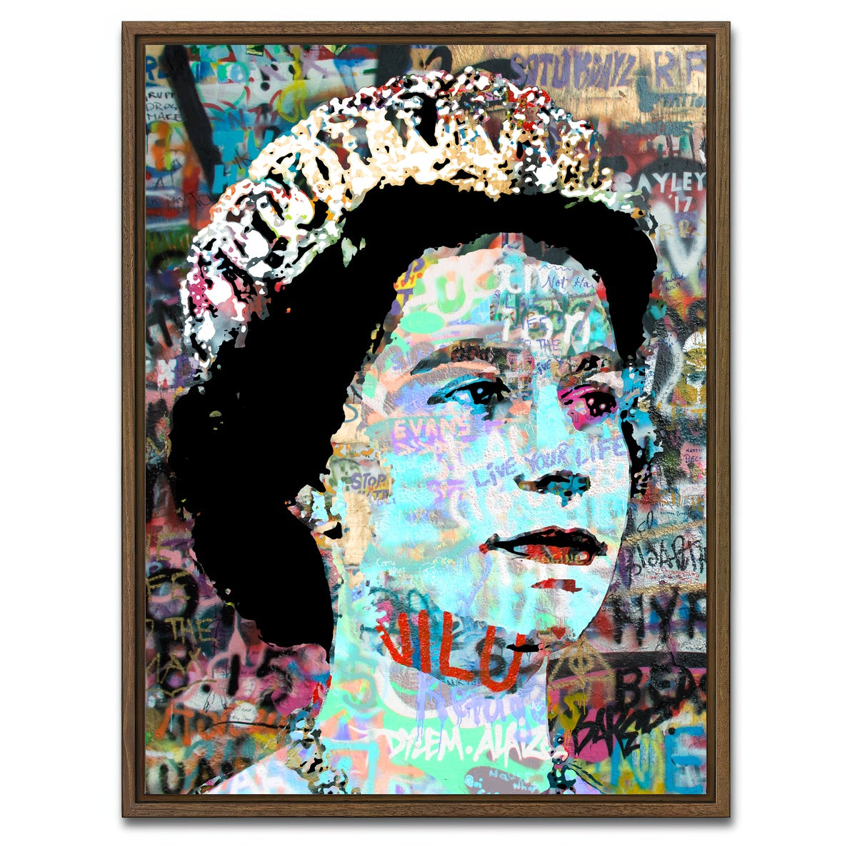 AUTO-MOCKUP WHITE | Queen Heavy Graffiti | 1 Piece | Walnut Framed Canvas | group=3x4