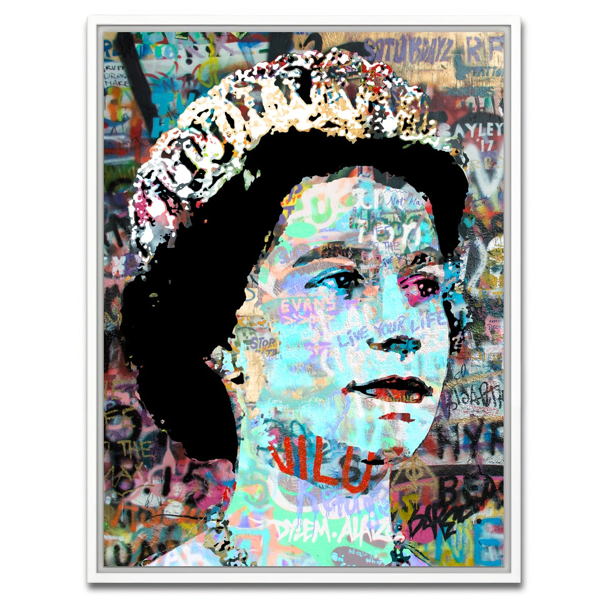 AUTO-MOCKUP WHITE | Queen Heavy Graffiti | 1 Piece | White Framed Canvas | group=3x4