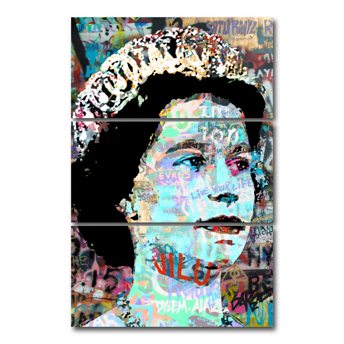 AUTO-MOCKUP WHITE | Queen Heavy Graffiti | 3 Piece | Gallery Wrap Canvas | group=12x24_stacked