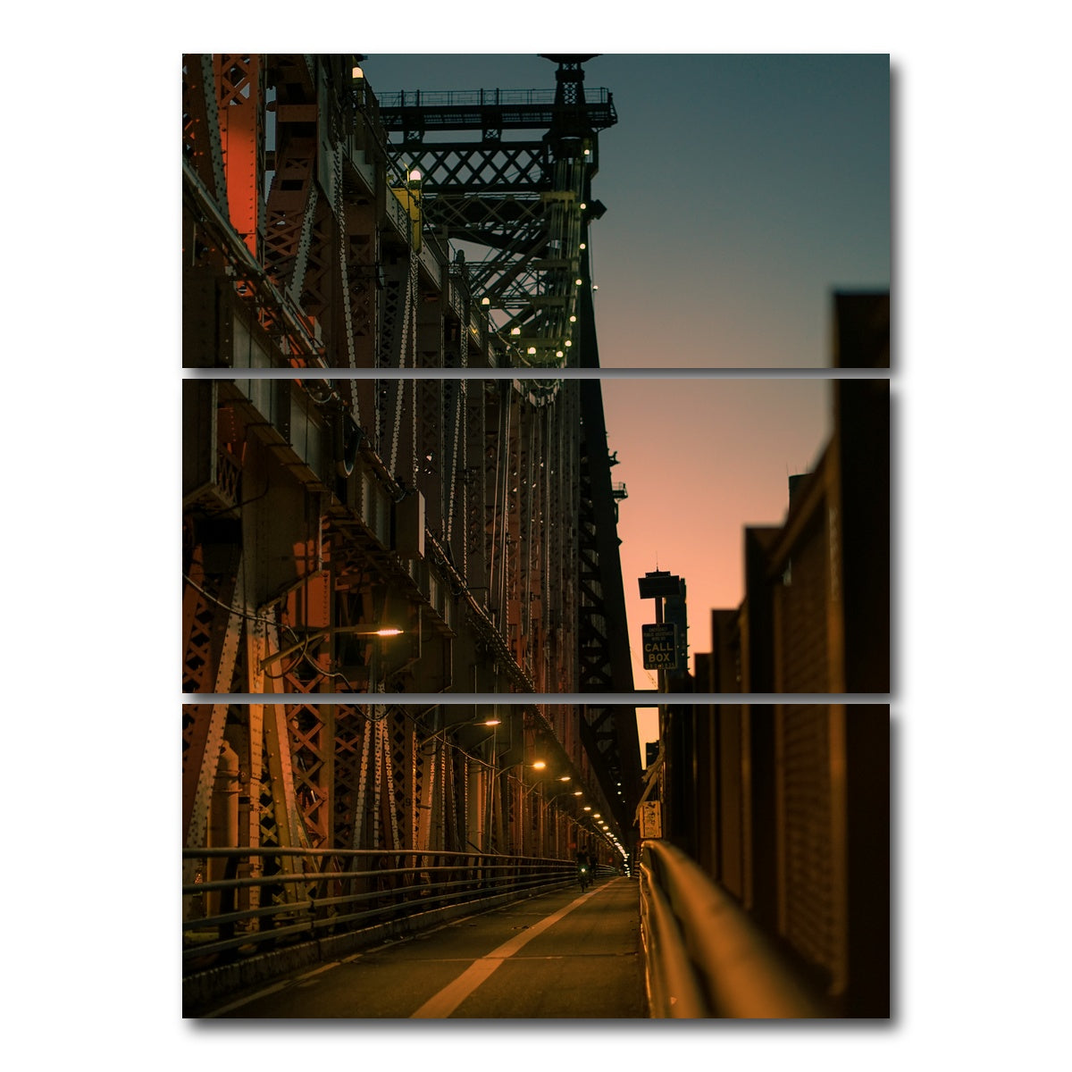 AUTO-MOCKUP WHITE | Queensboro Bridge Sunset | 3 Piece | Gallery Wrap Canvas | group=8x18_stacked