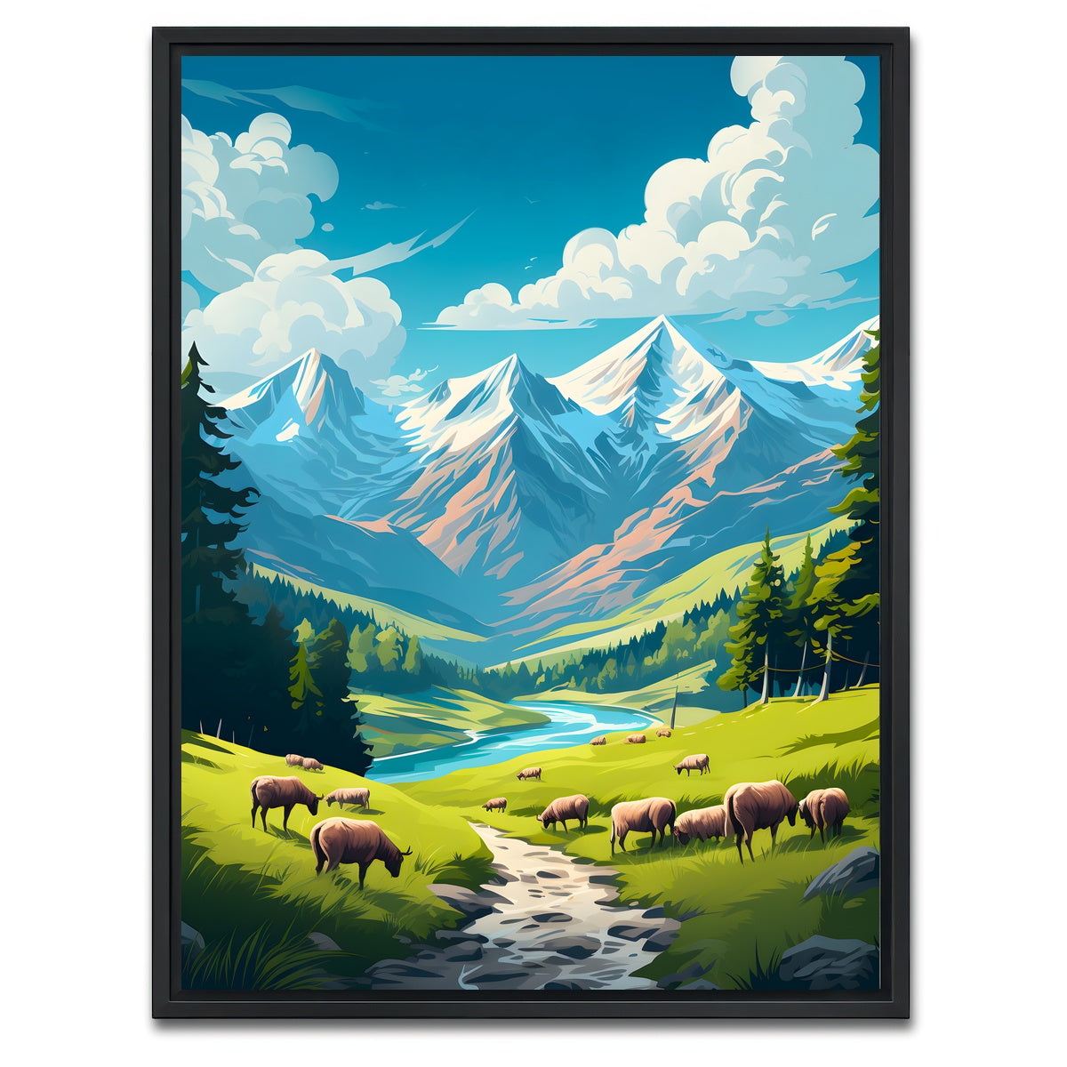 AUTO-MOCKUP WHITE | Queyras Regional Nature Park - France | 1 Piece | Black Framed Canvas | group=3x4