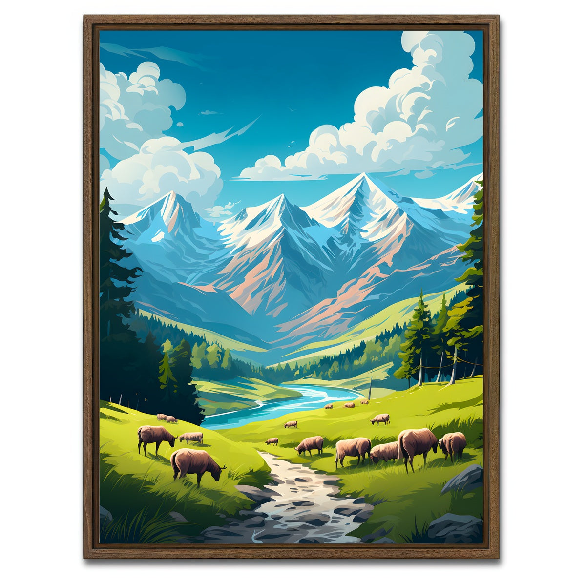 AUTO-MOCKUP WHITE | Queyras Regional Nature Park - France | 1 Piece | Walnut Framed Canvas | group=3x4