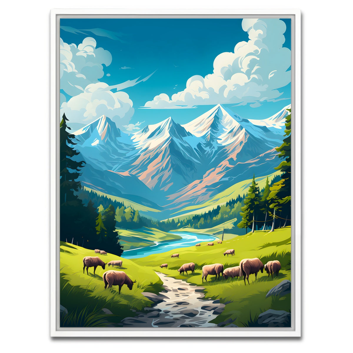 AUTO-MOCKUP WHITE | Queyras Regional Nature Park - France | 1 Piece | White Framed Canvas | group=3x4