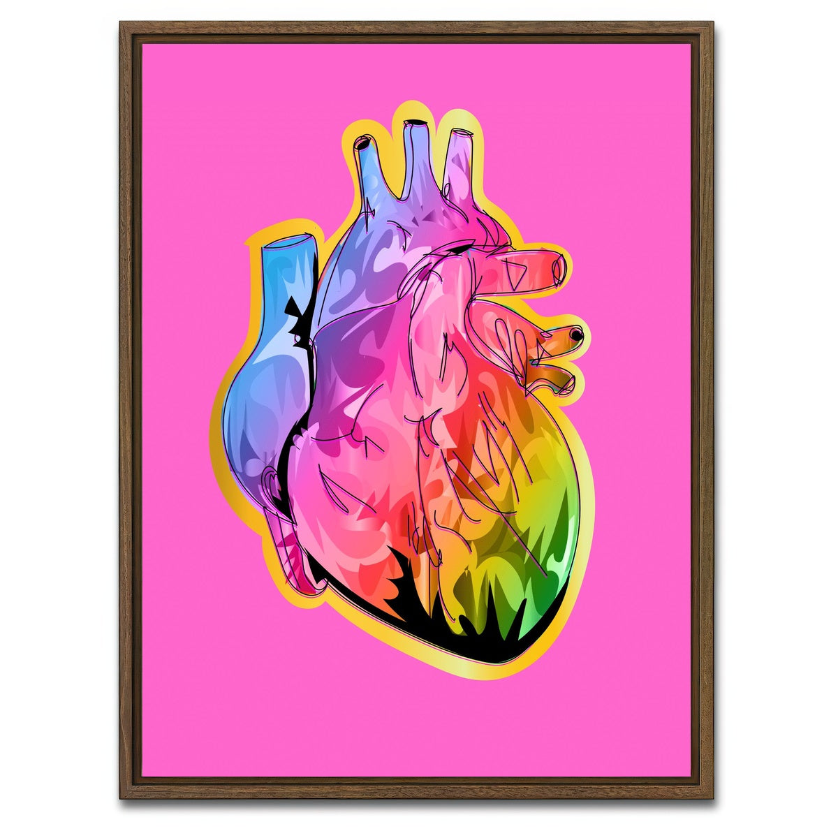 AUTO-MOCKUP WHITE | RED HEART | 1 Piece | Walnut Framed Canvas | group=3x4