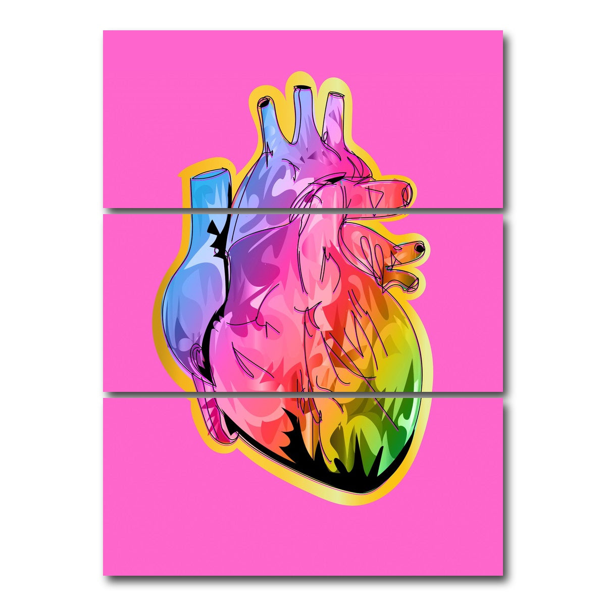 AUTO-MOCKUP WHITE | RED HEART | 3 Piece | Gallery Wrap Canvas | group=8x18_stacked