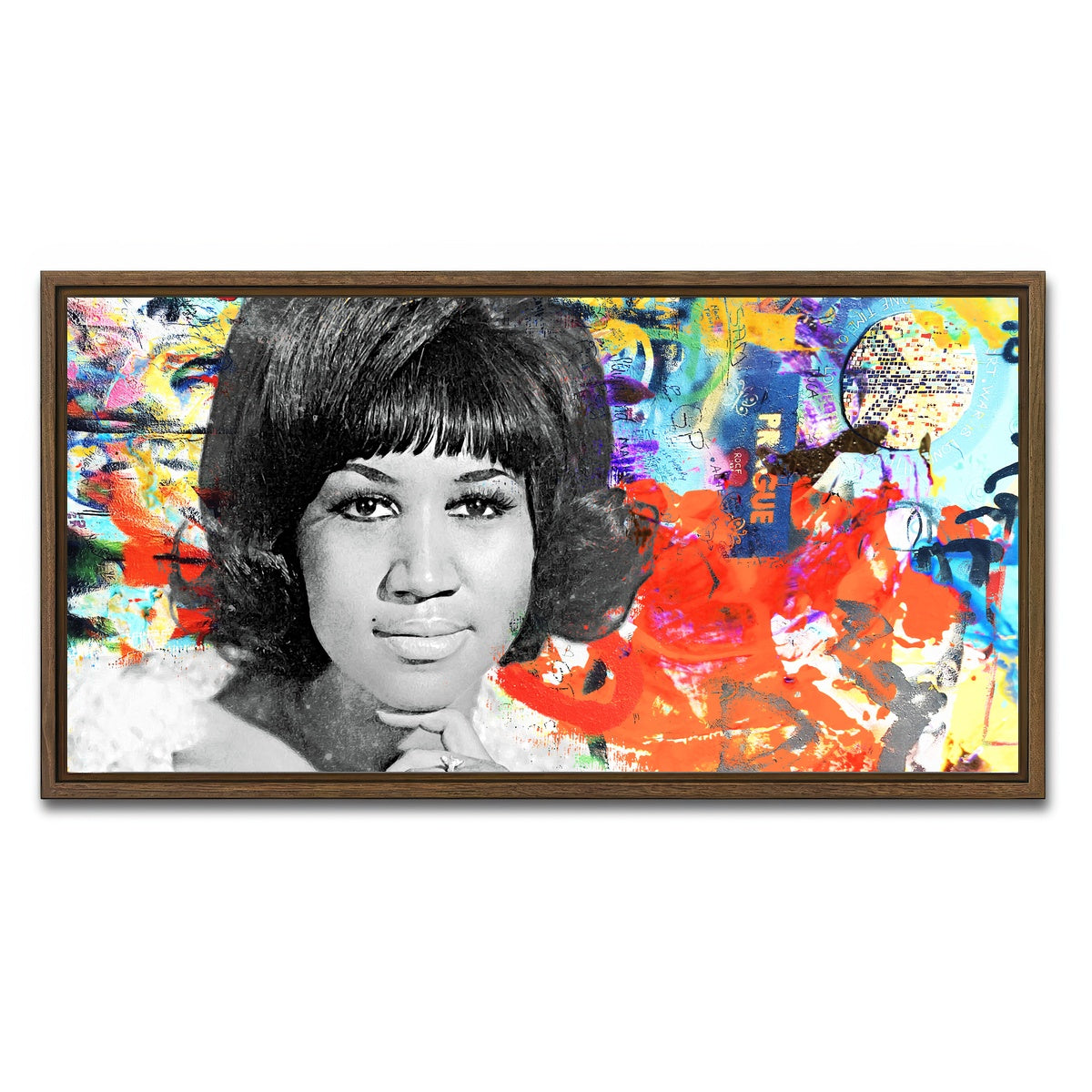 AUTO-MOCKUP WHITE | RESPECT | 1 Piece | Walnut Framed Canvas | group=2x1