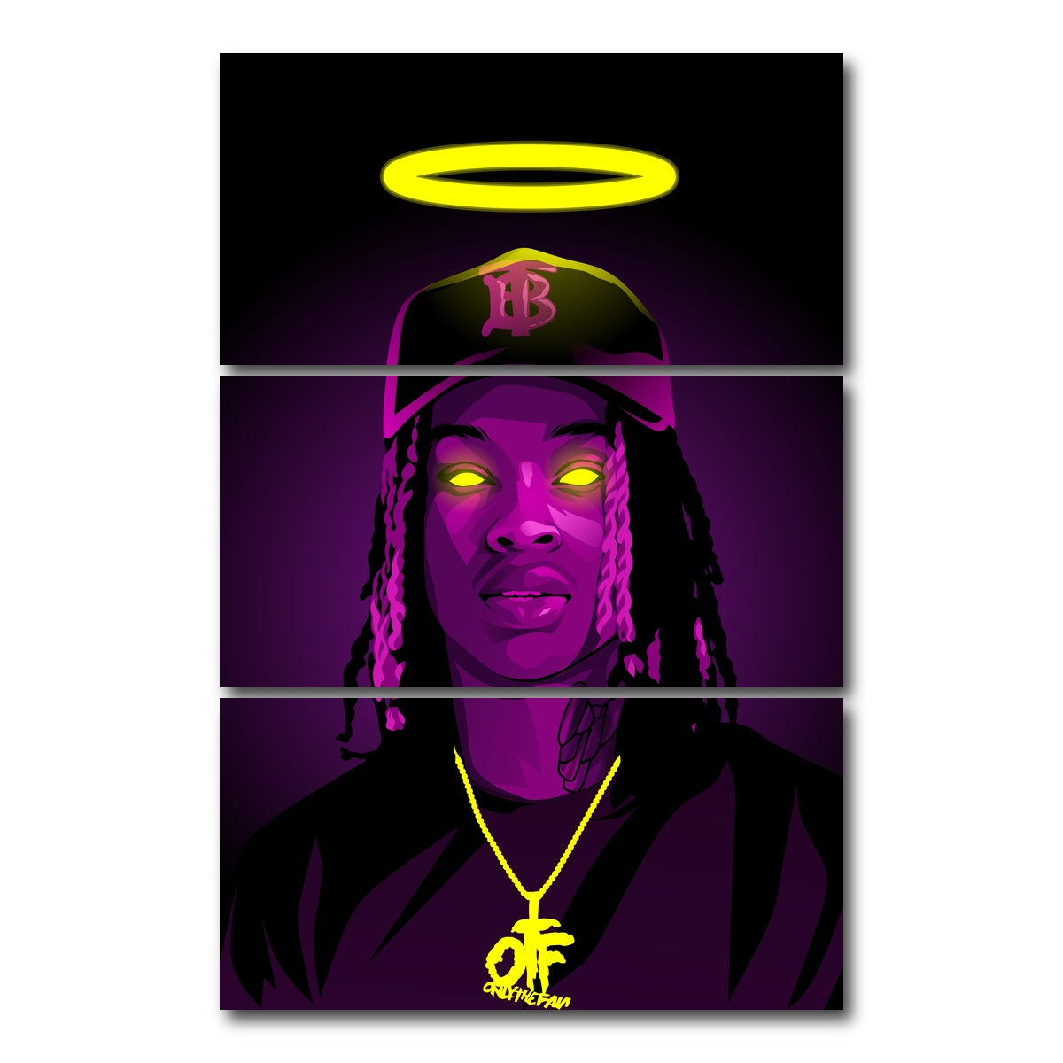 AUTO-MOCKUP WHITE | RIP King Von | 3 Piece | Gallery Wrap Canvas | group=12x24_stacked