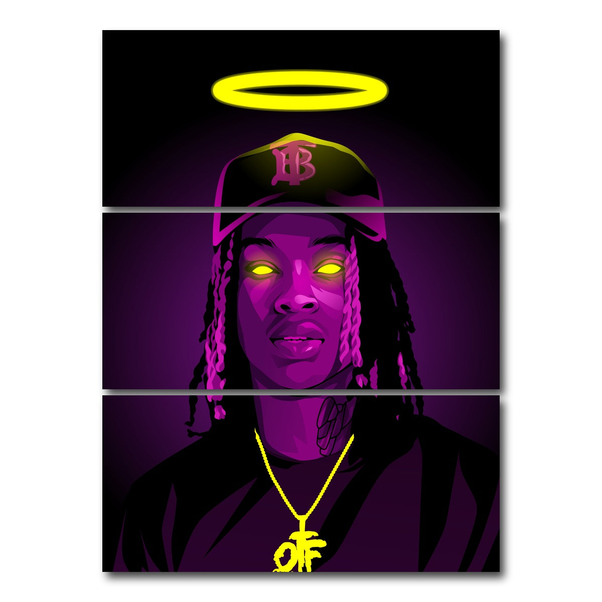 AUTO-MOCKUP WHITE | RIP King Von | 3 Piece | Gallery Wrap Canvas | group=8x18_stacked