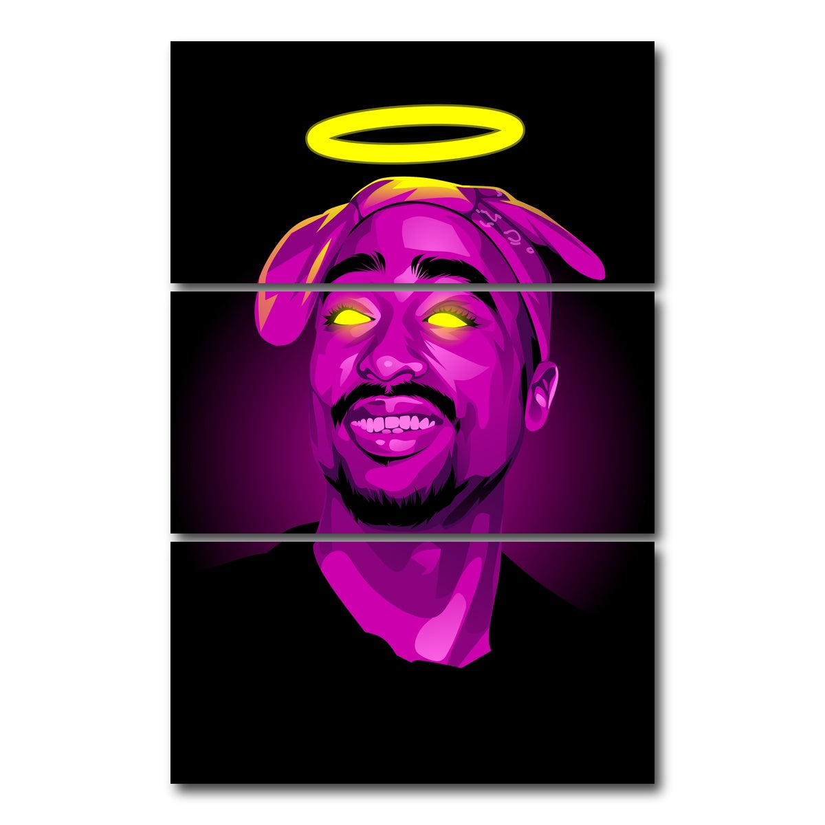 AUTO-MOCKUP WHITE | RIP Tupacshakur | 3 Piece | Gallery Wrap Canvas | group=12x24_stacked