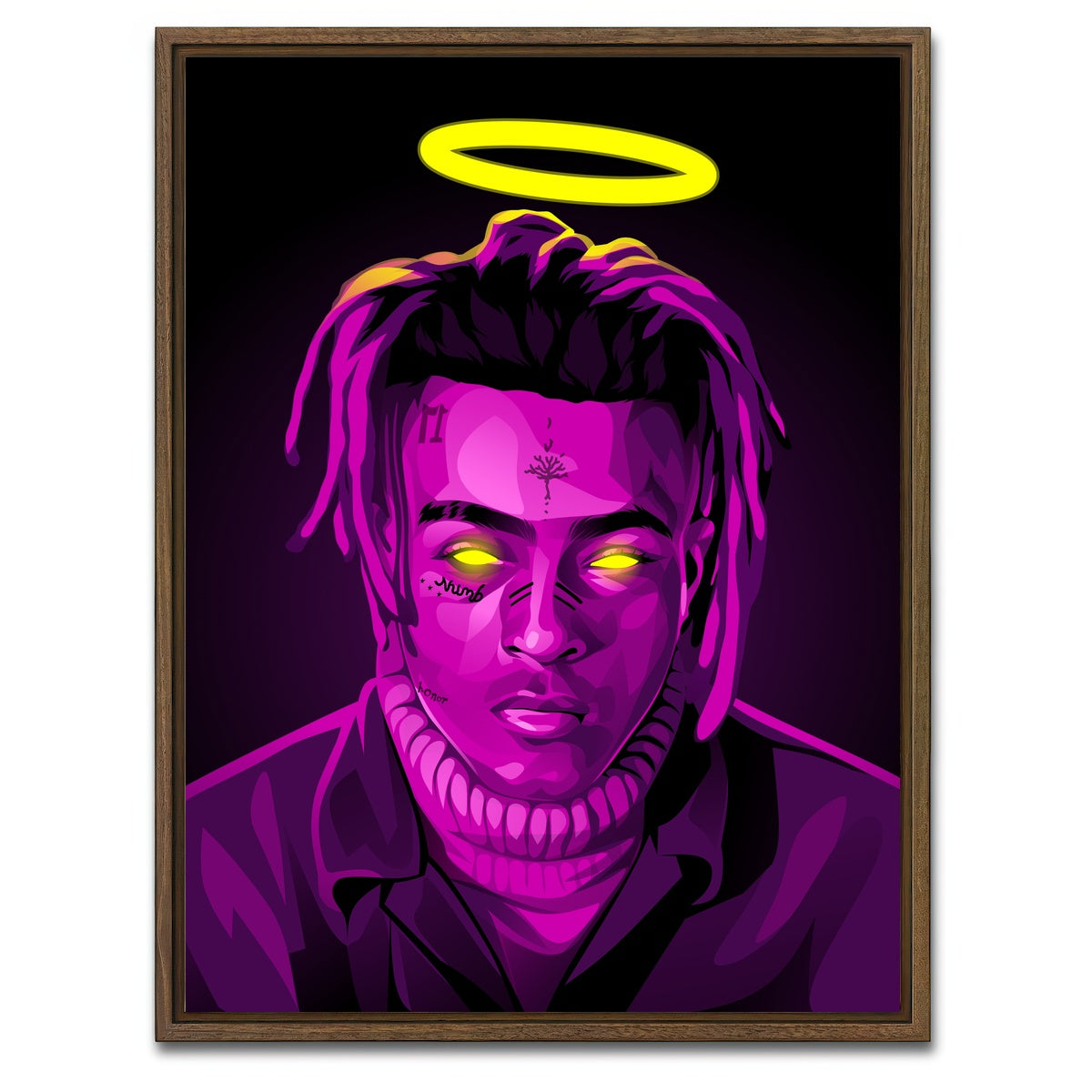 AUTO-MOCKUP WHITE | RIP Xxxtentacion | 1 Piece | Walnut Framed Canvas | group=3x4