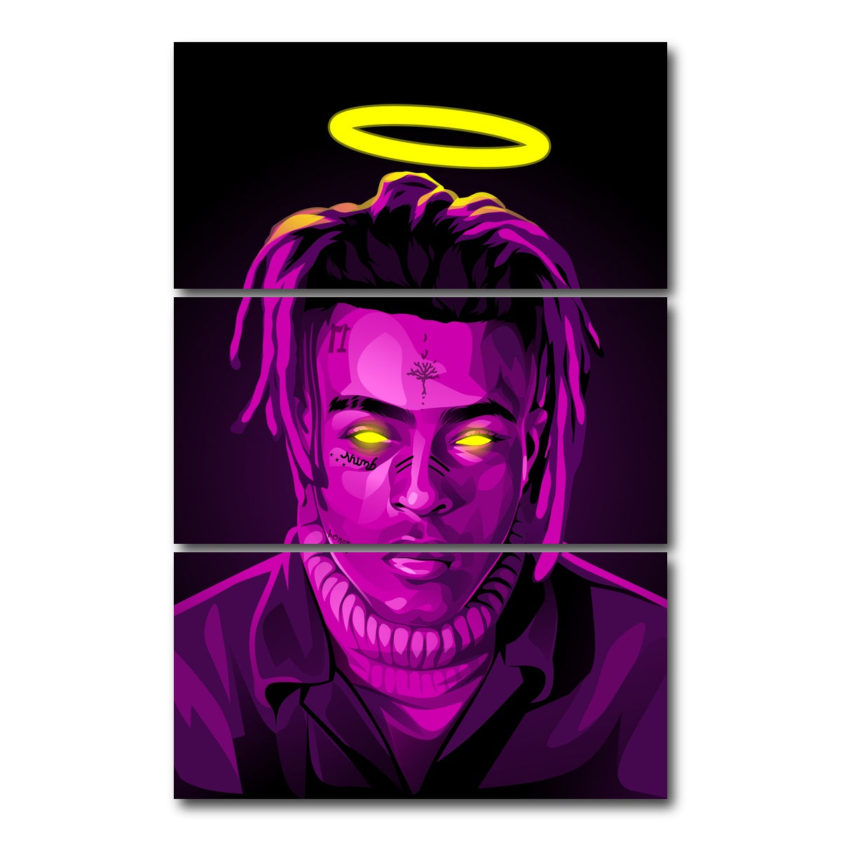 AUTO-MOCKUP WHITE | RIP Xxxtentacion | 3 Piece | Gallery Wrap Canvas | group=12x24_stacked