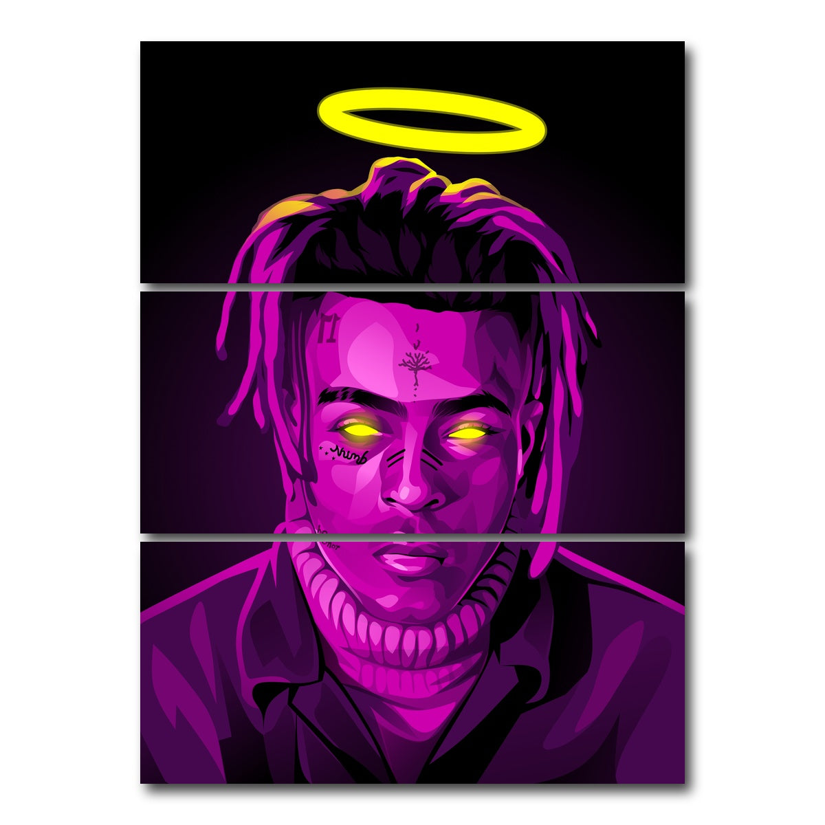 AUTO-MOCKUP WHITE | RIP Xxxtentacion | 3 Piece | Gallery Wrap Canvas | group=8x18_stacked