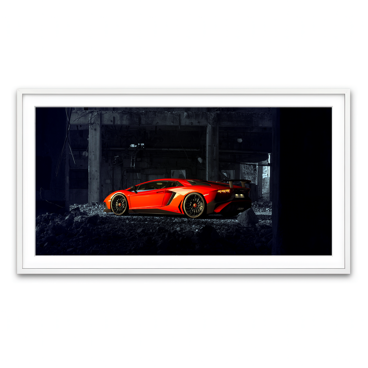 Framed Print 2x1 White