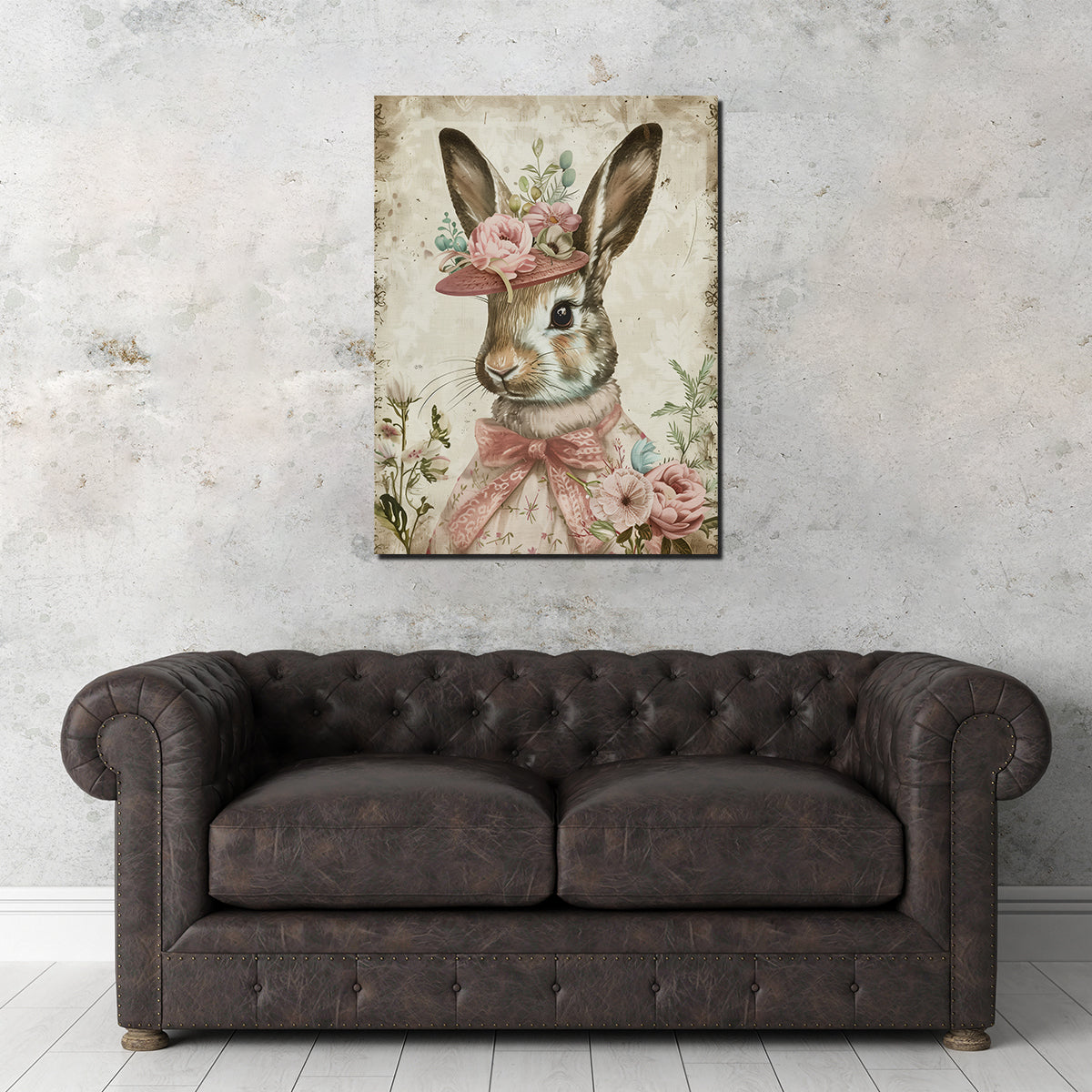 Rabbit Wearing Floral Hat Wall Art