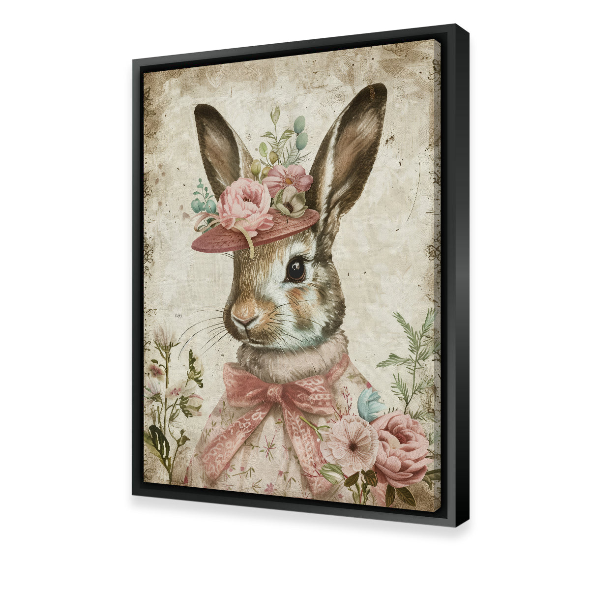 Rabbit Wearing Floral Hat Wall Art