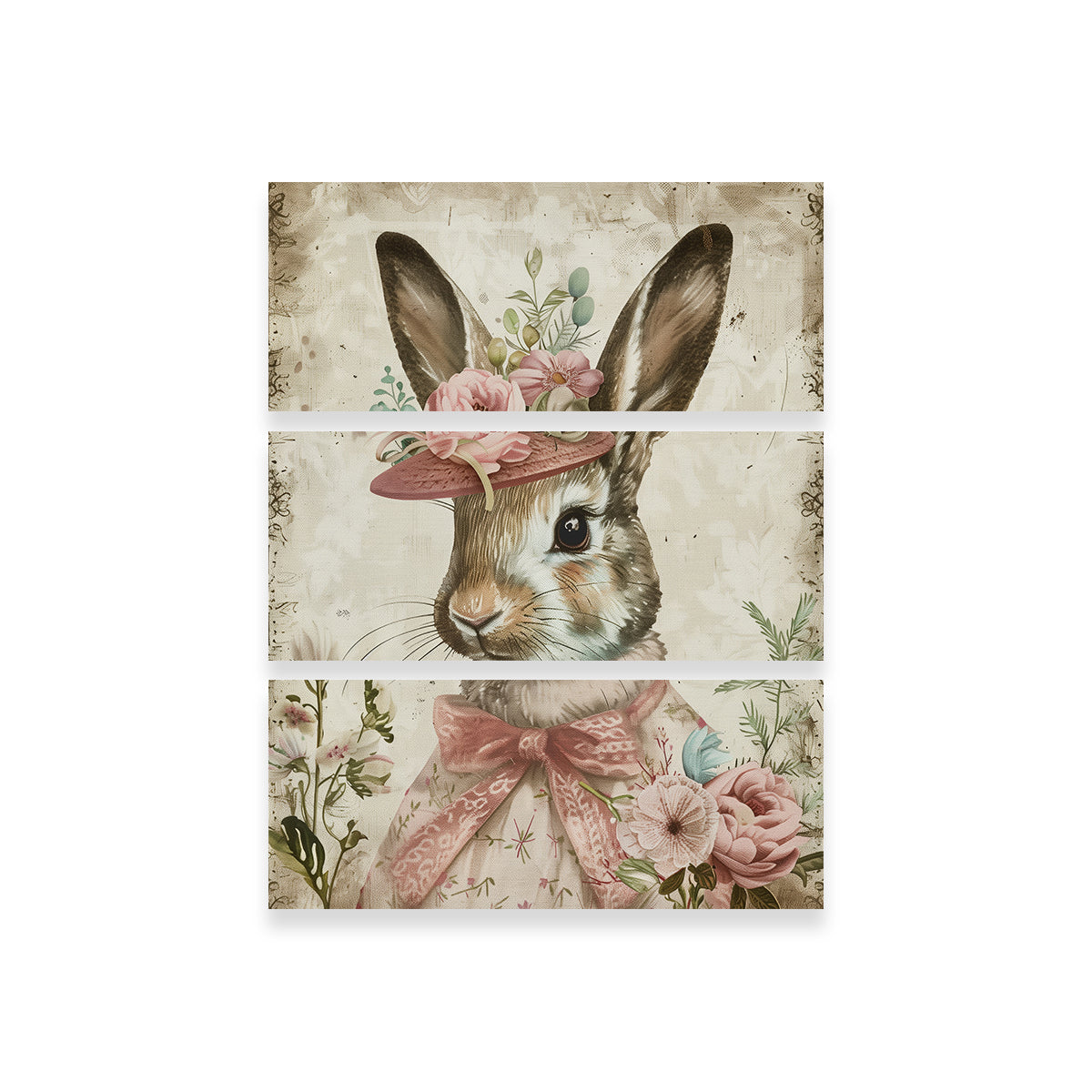 Rabbit Wearing Floral Hat Wall Art