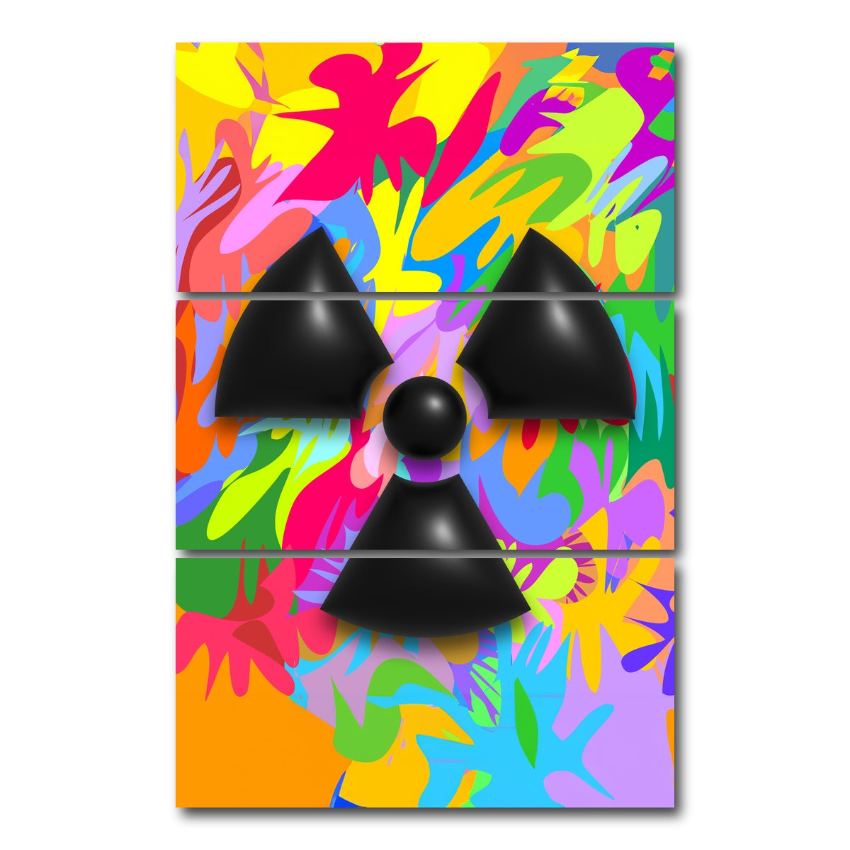 AUTO-MOCKUP WHITE | Radiation warning symbol | 3 Piece | Gallery Wrap Canvas | group=12x24_stacked