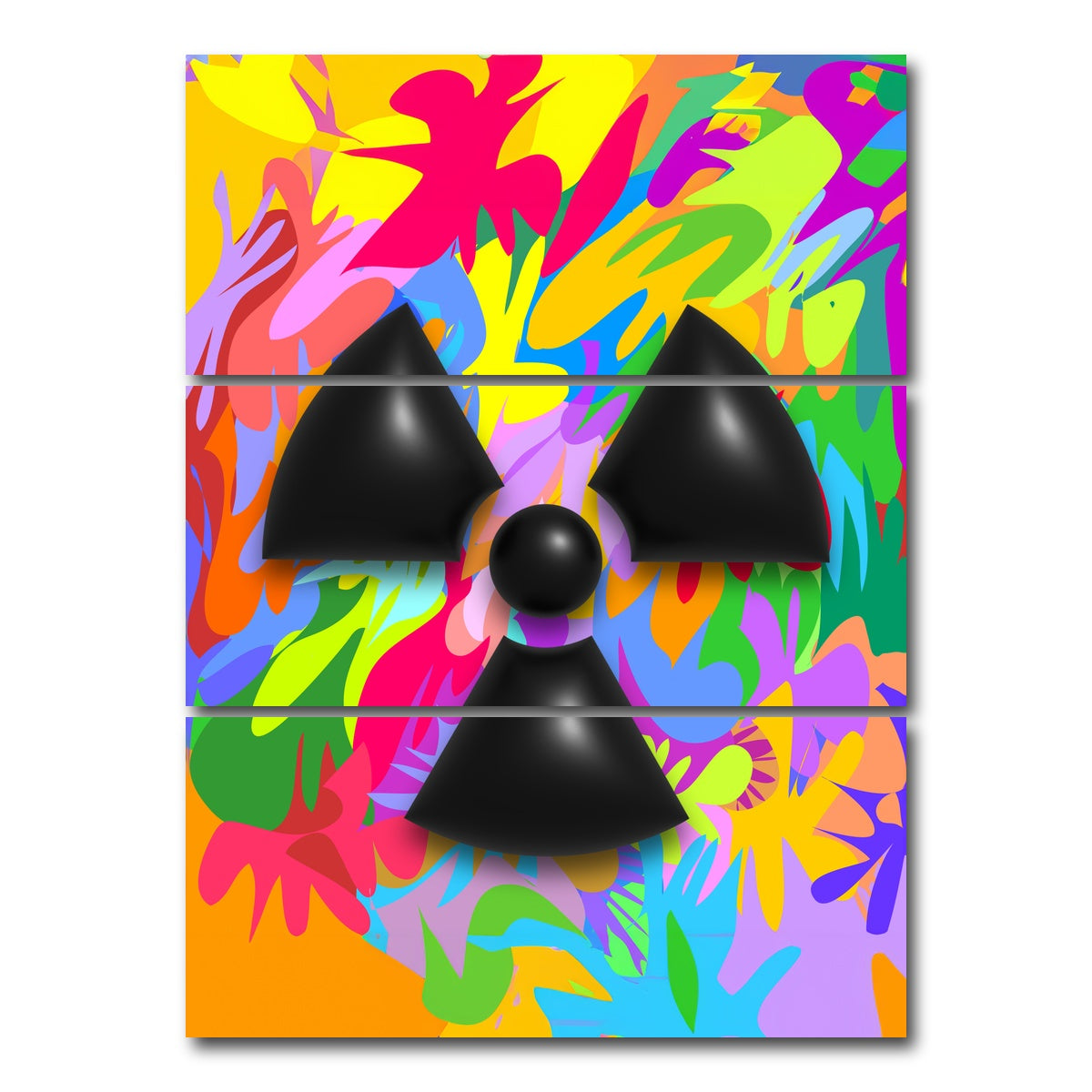 AUTO-MOCKUP WHITE | Radiation warning symbol | 3 Piece | Gallery Wrap Canvas | group=8x18_stacked