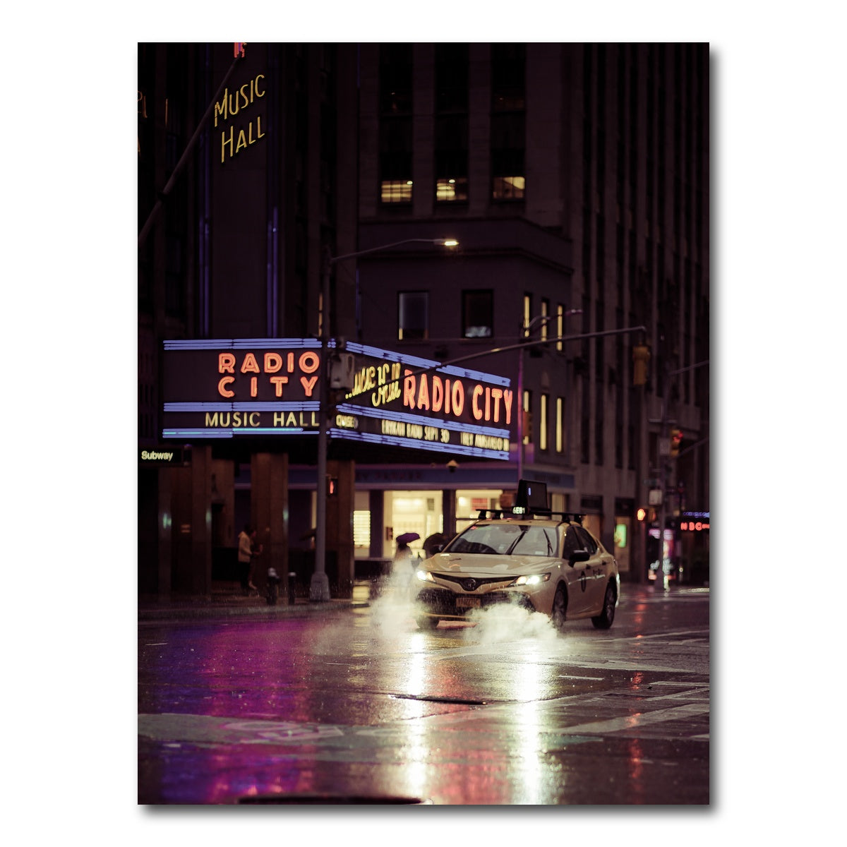 AUTO-MOCKUP WHITE | Radio City Rainy Yellow Cab | 1 Piece | Gallery Wrap Canvas | group=3x4