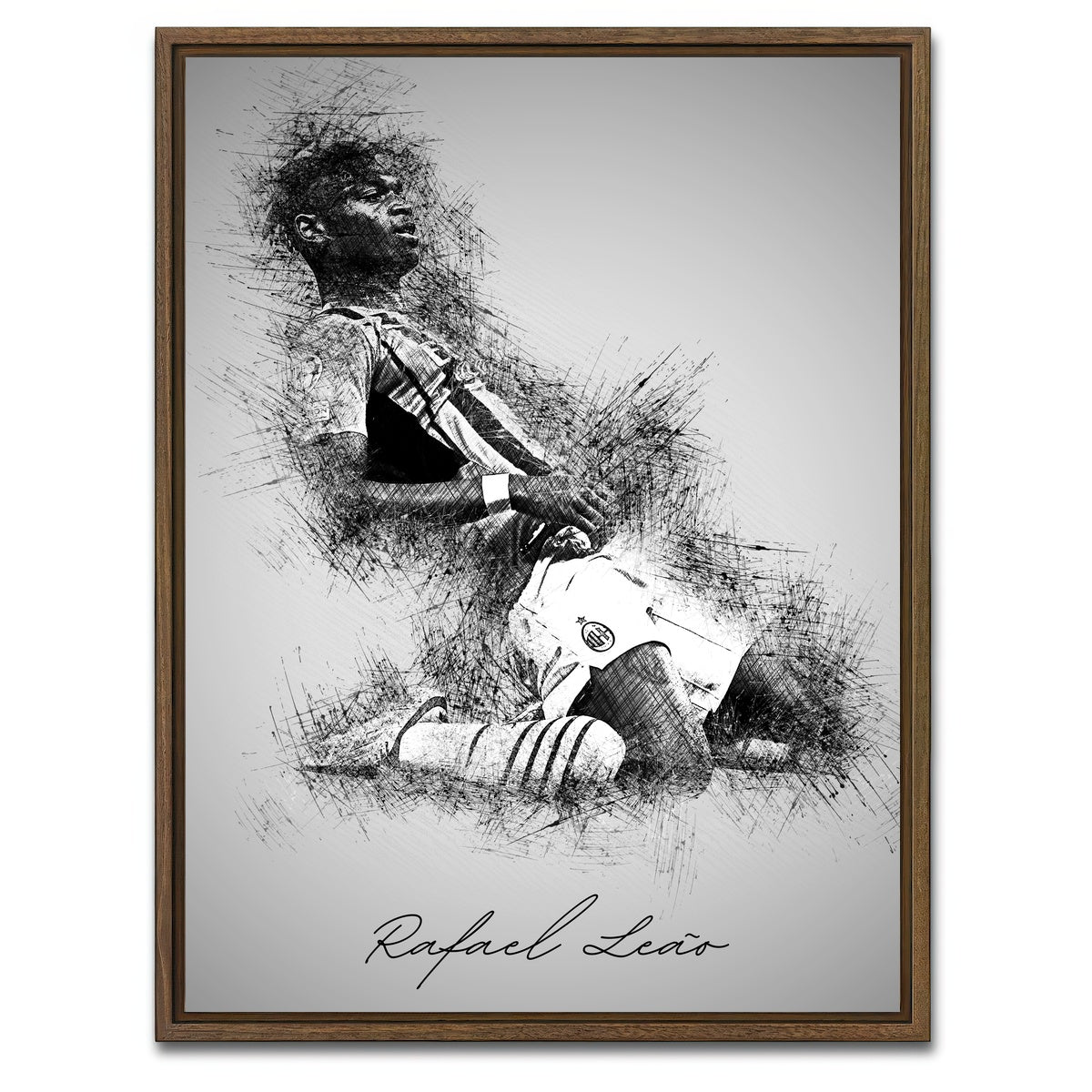 AUTO-MOCKUP WHITE | Rafael Leao | 1 Piece | Walnut Framed Canvas | group=3x4