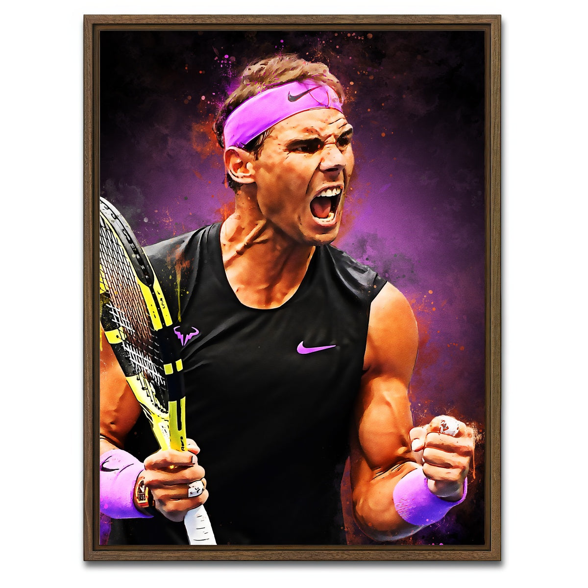 AUTO-MOCKUP WHITE | Rafael Nadal | 1 Piece | Walnut Framed Canvas | group=3x4